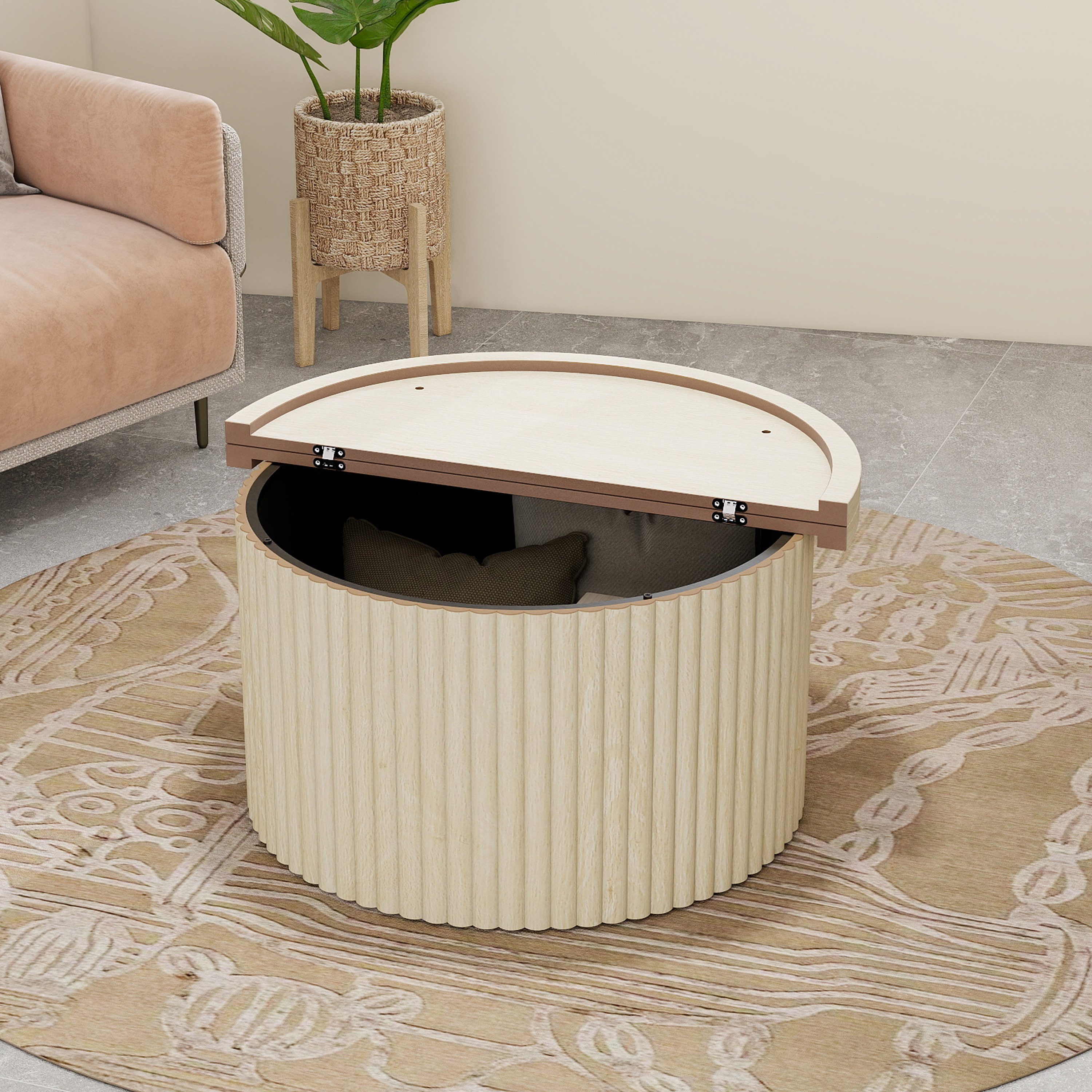 MODFU Couchtisch Runder Beistelltisch (mit Wellenmuster, günstig online kaufen