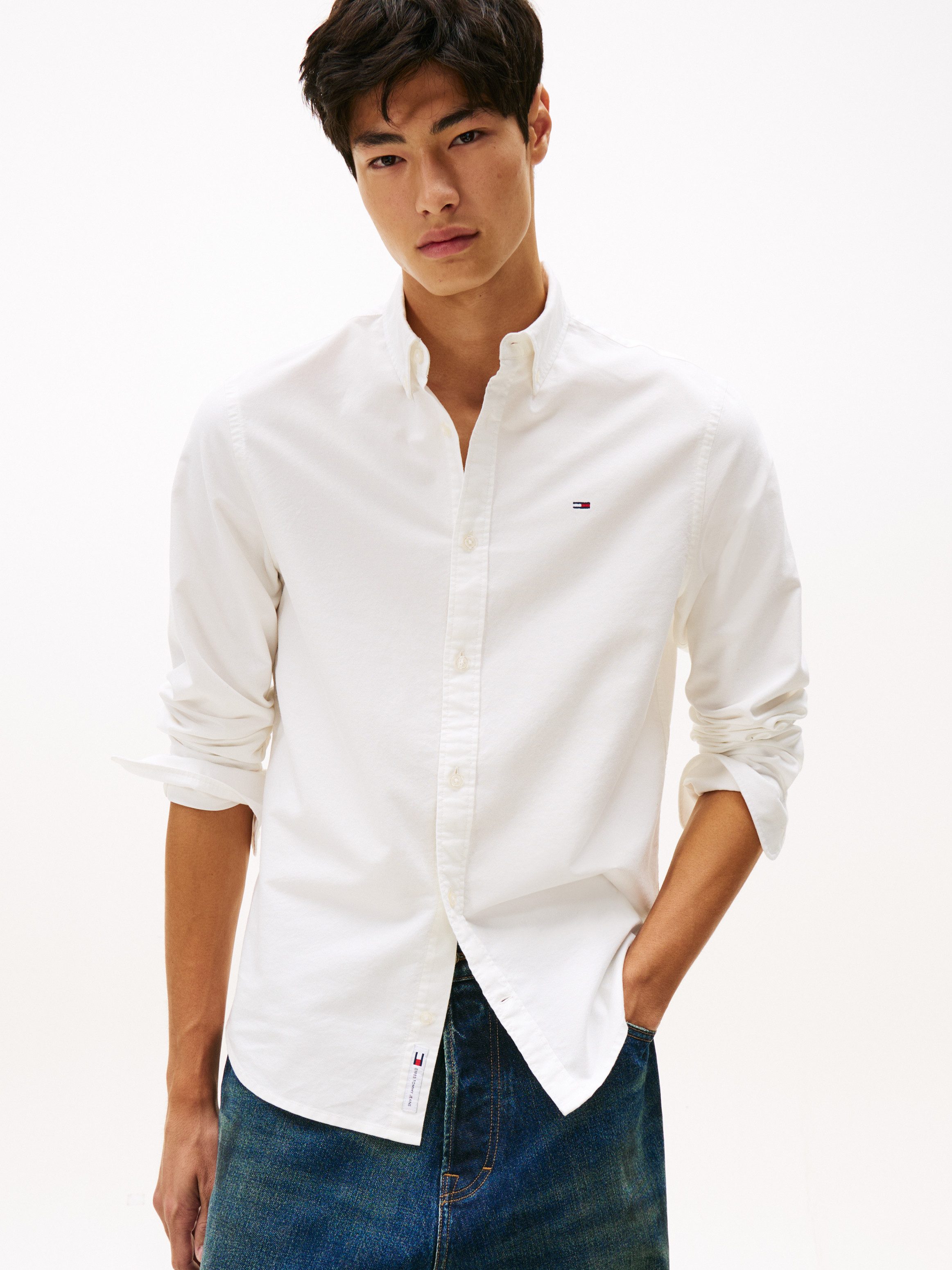 Tommy Jeans Langarmhemd TJM REGULAR OXFORD Mit Rundhalsausschnitt, Button-d günstig online kaufen
