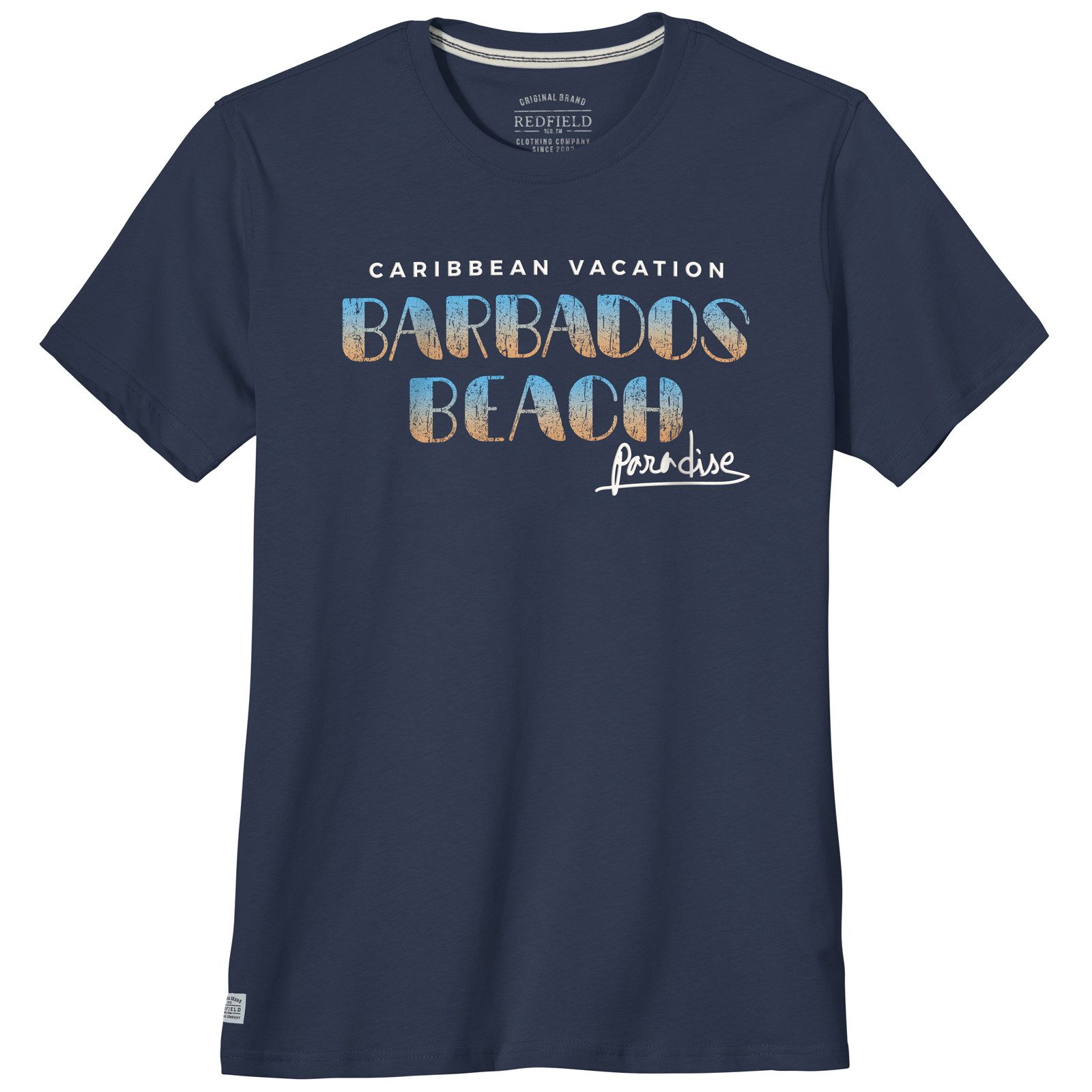 Rundhalsshirt Redfield XXL T-Shirt Print Barbados denimblau