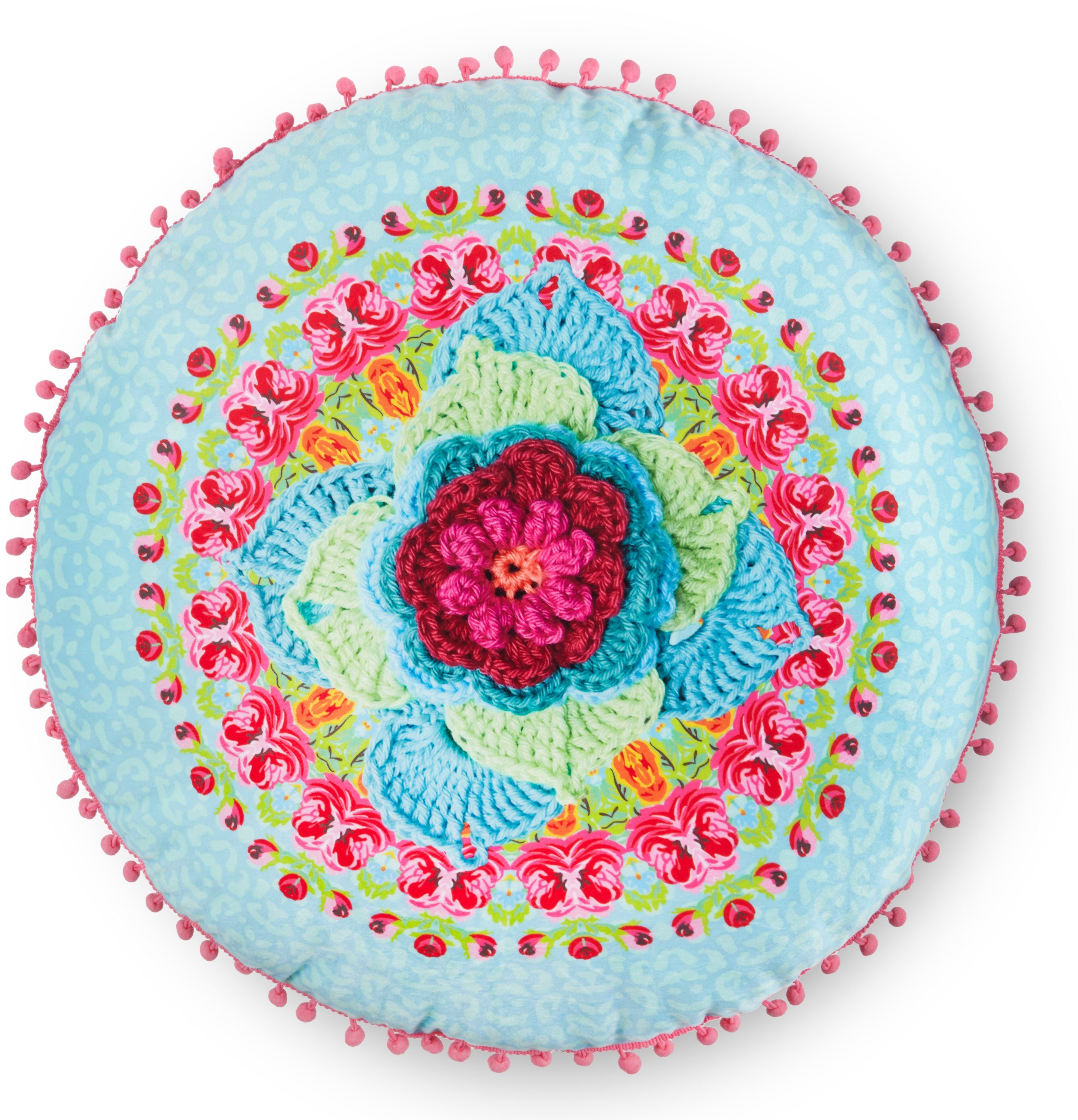 Happiness Dekokissen Wildrose, Mit Füllung, 1 Stück, Mit Pompoms, Wendeoptik, Weich, Blumen, Bunt. € 34,95