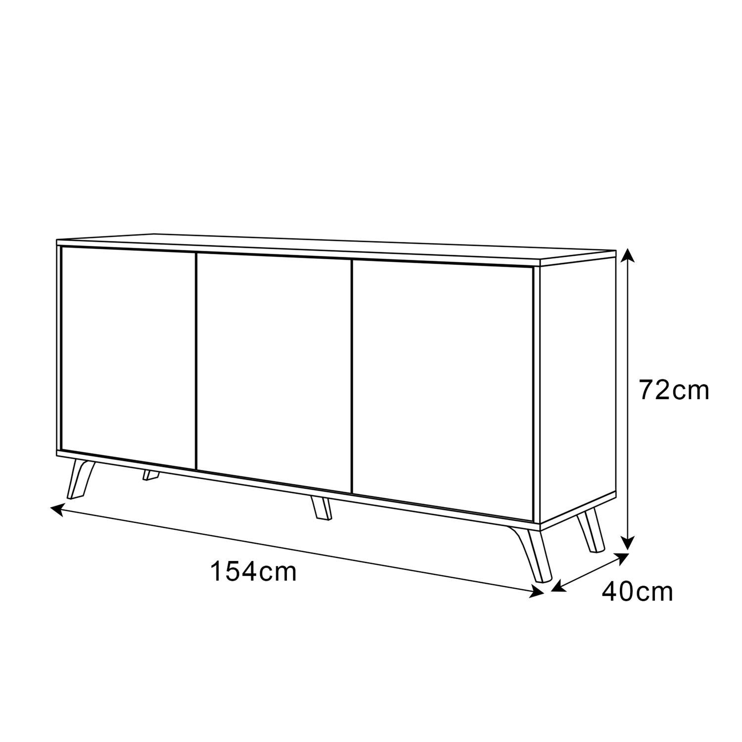 Lookway Kommode SANAYI III Anrichte in Weiß Hochglanz mit Beinen, Breite: 154 cm – Bild 5 von 5