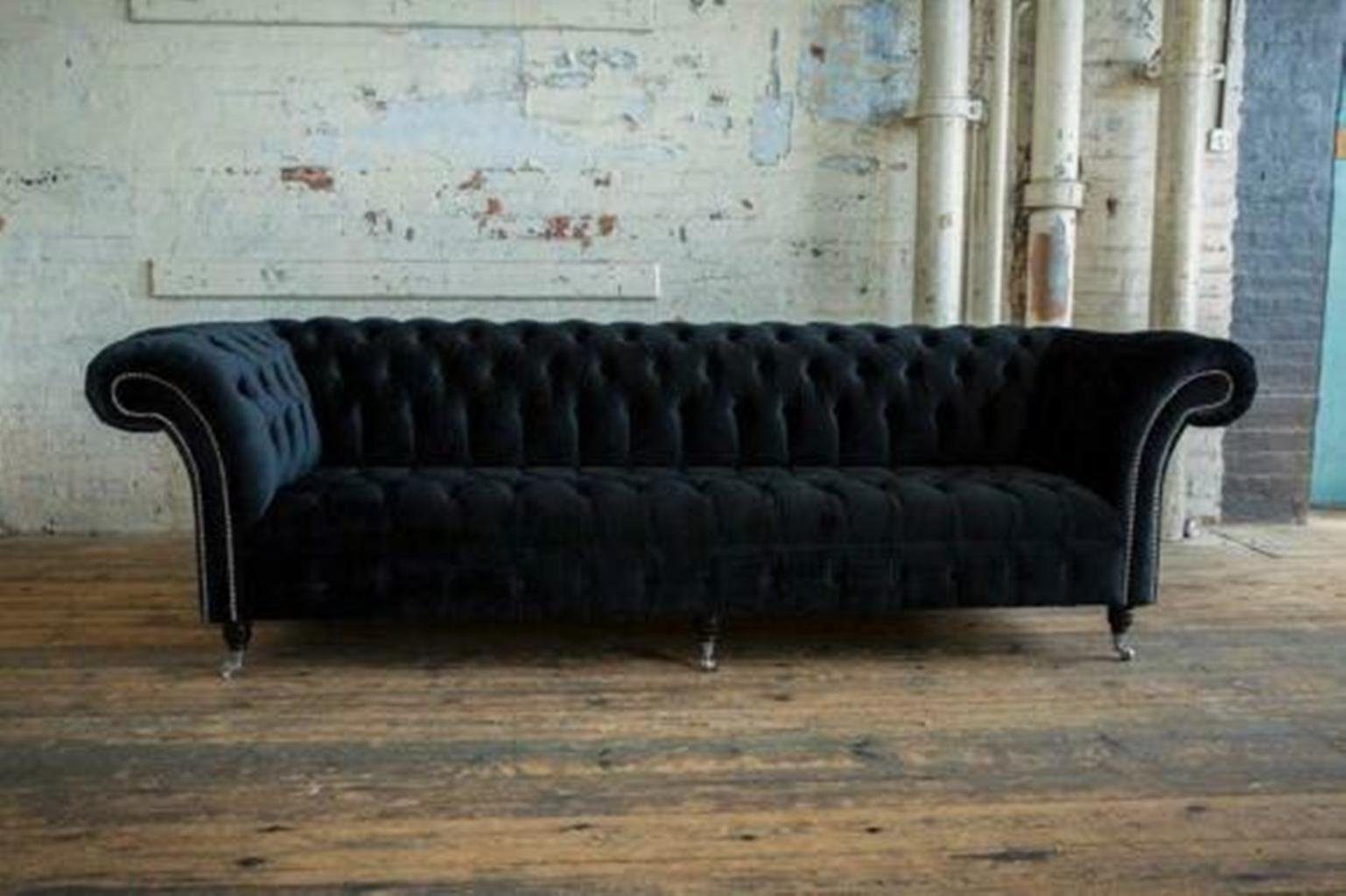 JVmoebel Chesterfield-Sofa Großer Viersitzer Möbel Europe Polster in Neu, Schwarz Made Chesterfield 4-Sitzer