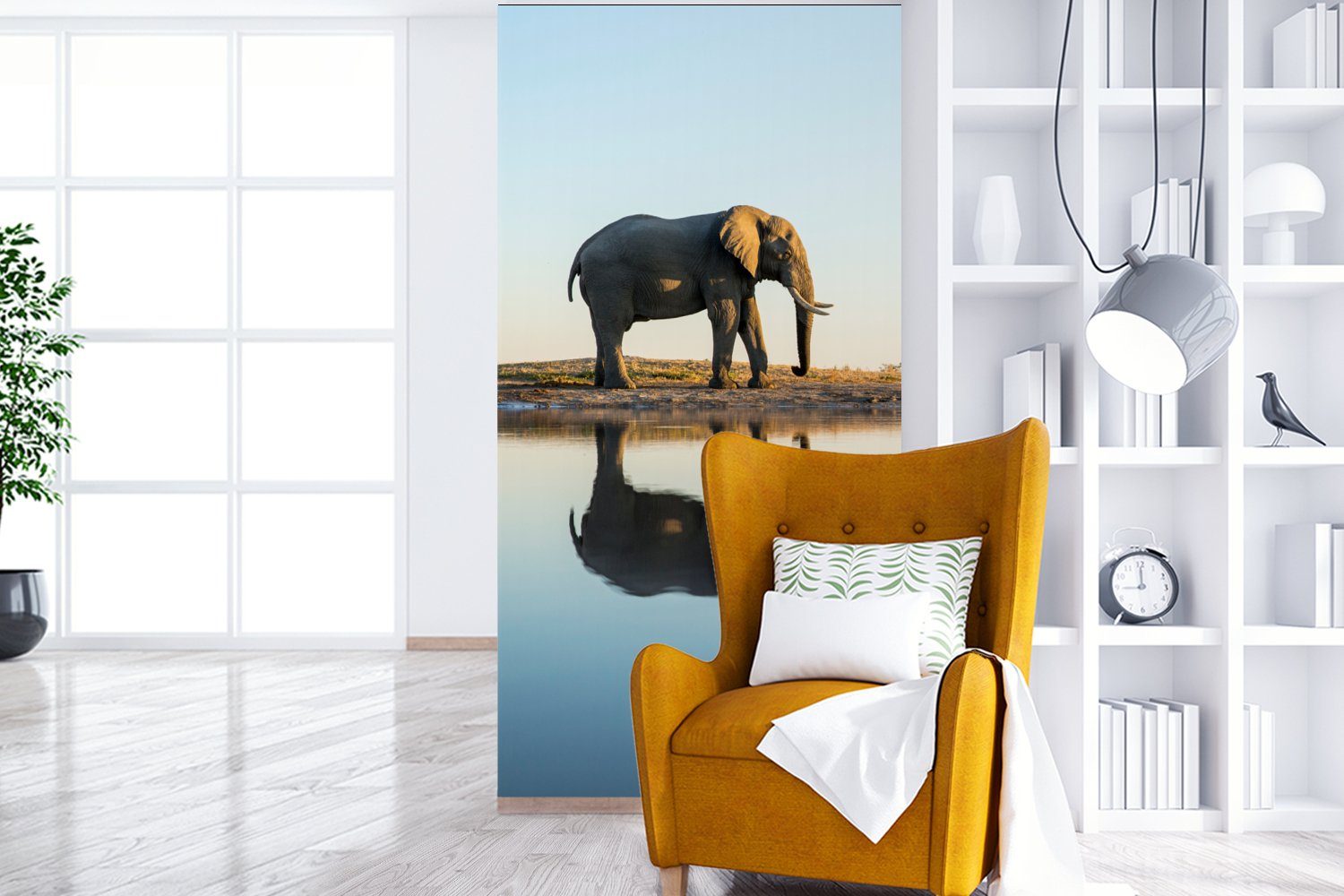 Matt, - Schlafzimmer Tiere St), Elefant Vliestapete - (2 Fototapete bedruckt, Natur, - - für Wasser Fototapete Küche, MuchoWow Bäume Wohnzimmer