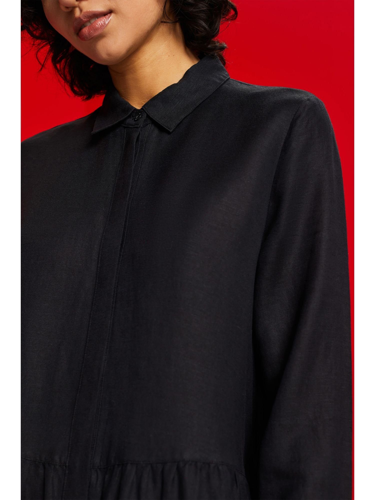 Esprit Minikleid Leinenmix BLACK aus in Hemdkleid Minilänge