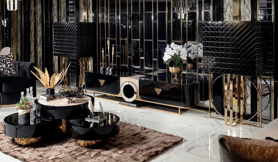 JVmoebel Wohnzimmer-Set Beistelltisch und Loungetisch mit Designer Vitrine aus Glas, (4-St., Wohnzimmer Set 4tlg (Couchtisch + Sideboard + 2x Vitrine), Made in Europa