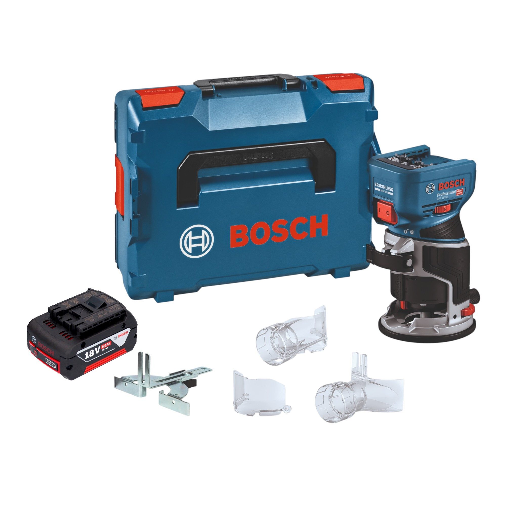 Bosch Professional Oberfräse GKF 18V-8 Professional Akku Kantenfräse 18 V 8,0 mm Brushless + 1x