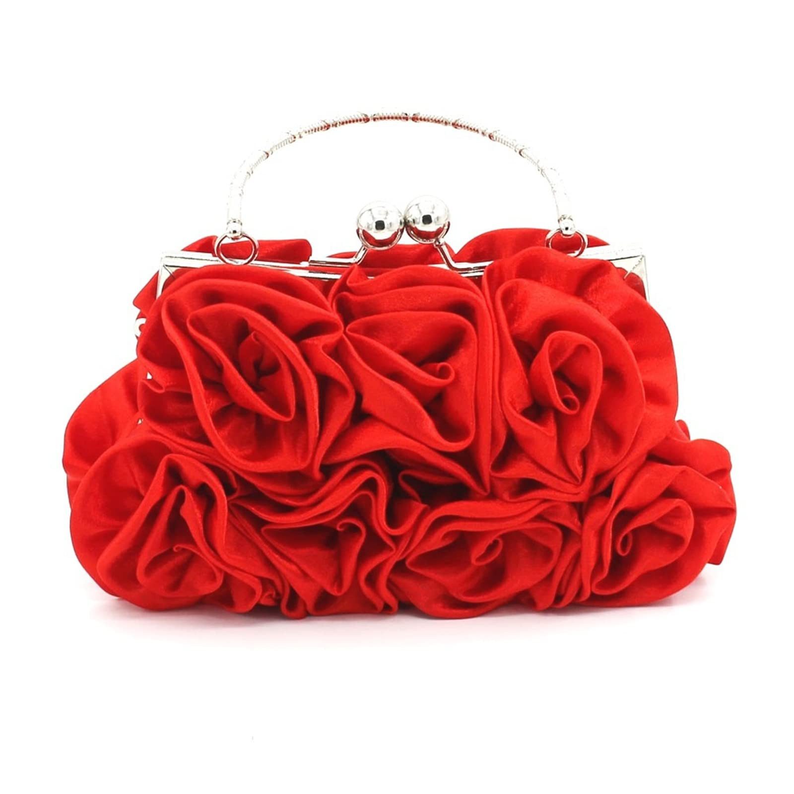 Zaewry Abendtasche Damen Abend-Clutch mit Blumenmuster aus Satin, Handtasche, mit abnehmbarem Schulterriemen für Hochzeit, Party und Abiball