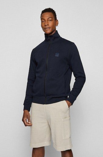 HUGO BOSS ORANGE Sweatshirt Zestart mit Markenlabel auf der Brust dunkelblau