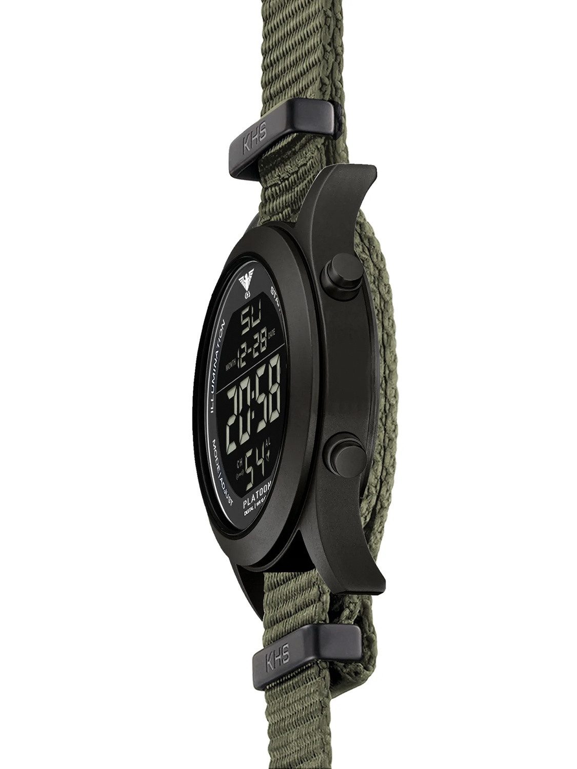 KHS Digitaluhr PLABSD.NSGO, Armbanduhr Platoon Digital Olivgrün/Schwarz