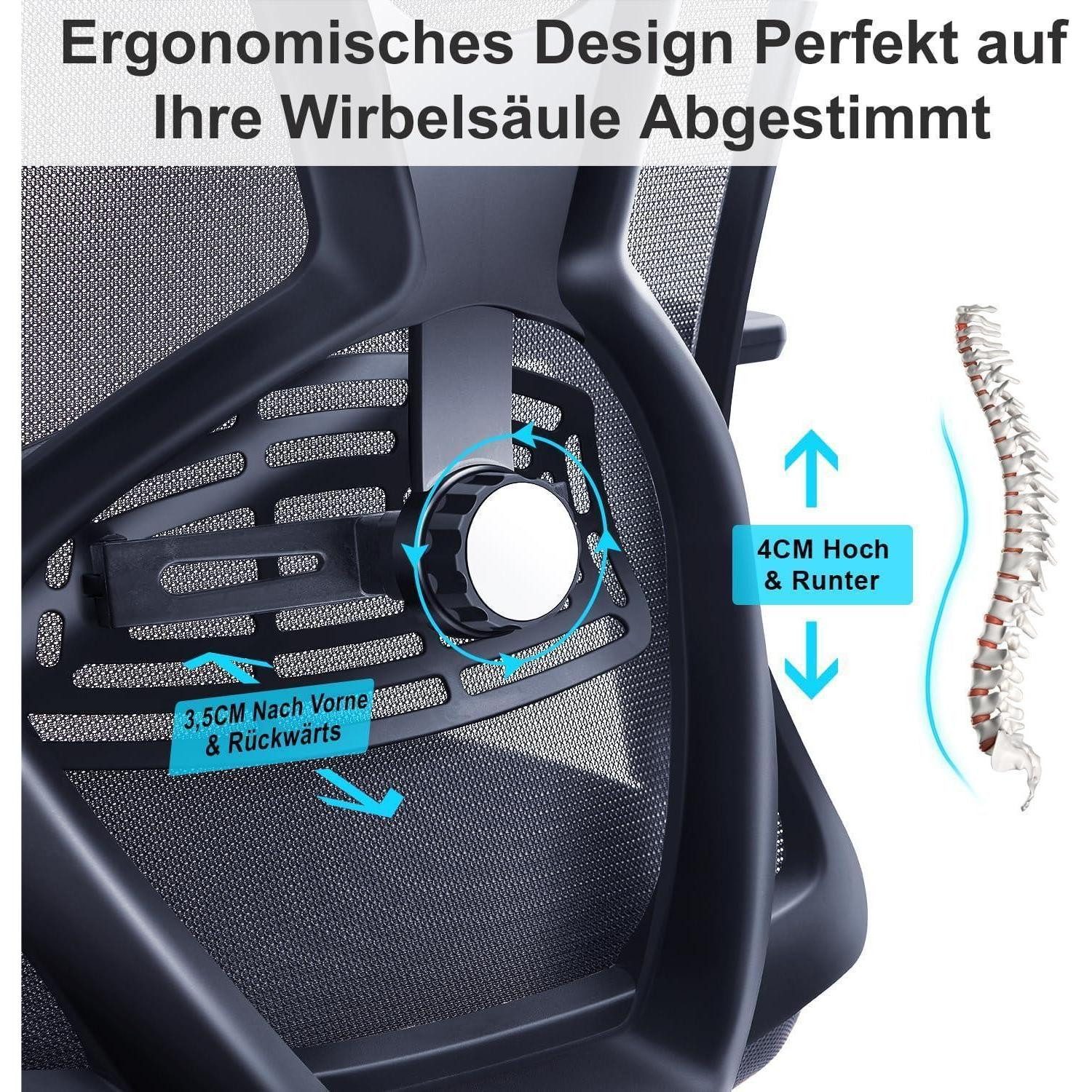 LuxusKollektion Bürostuhl Ergonomischer Bürostuhl mit Kopfstütze und