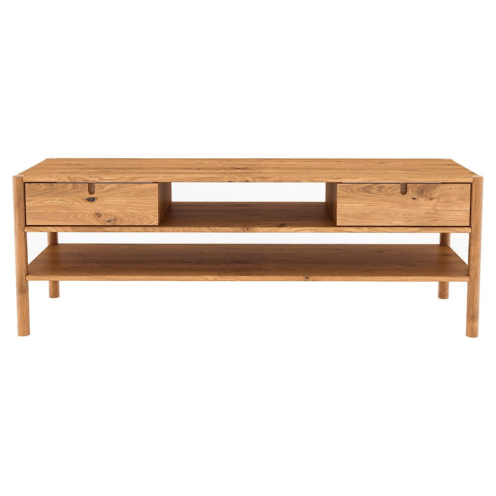 Lomadox Lowboard PORI-165, 160cm breit, Eiche massiv geölt, montierte Lieferung