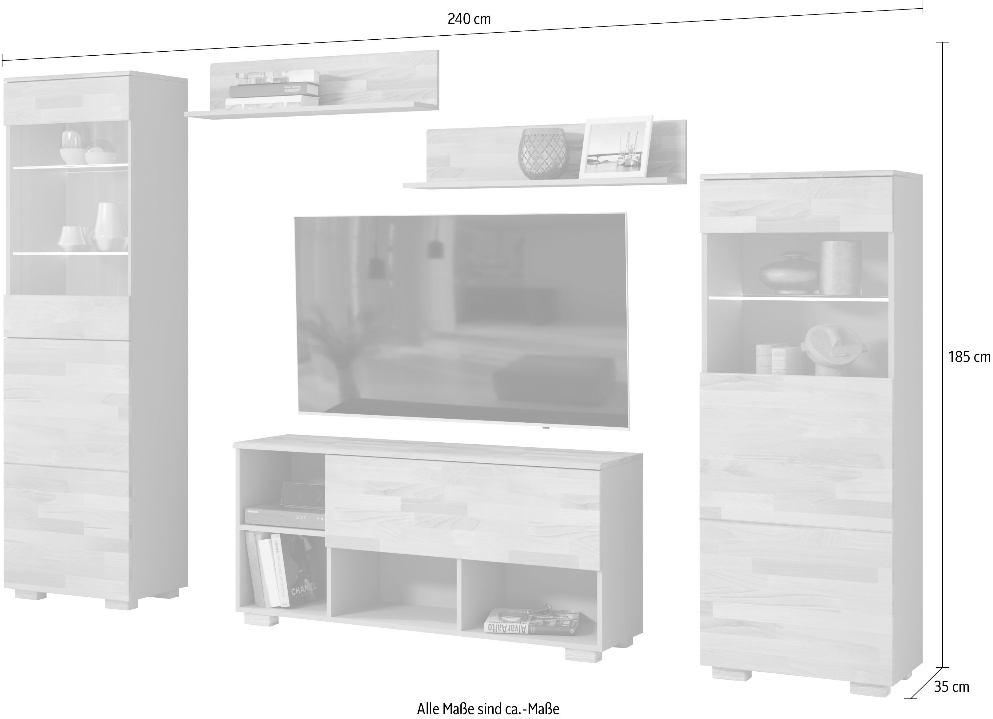 Home affaire Wohnwand, (5-St), schöne moderne Optik