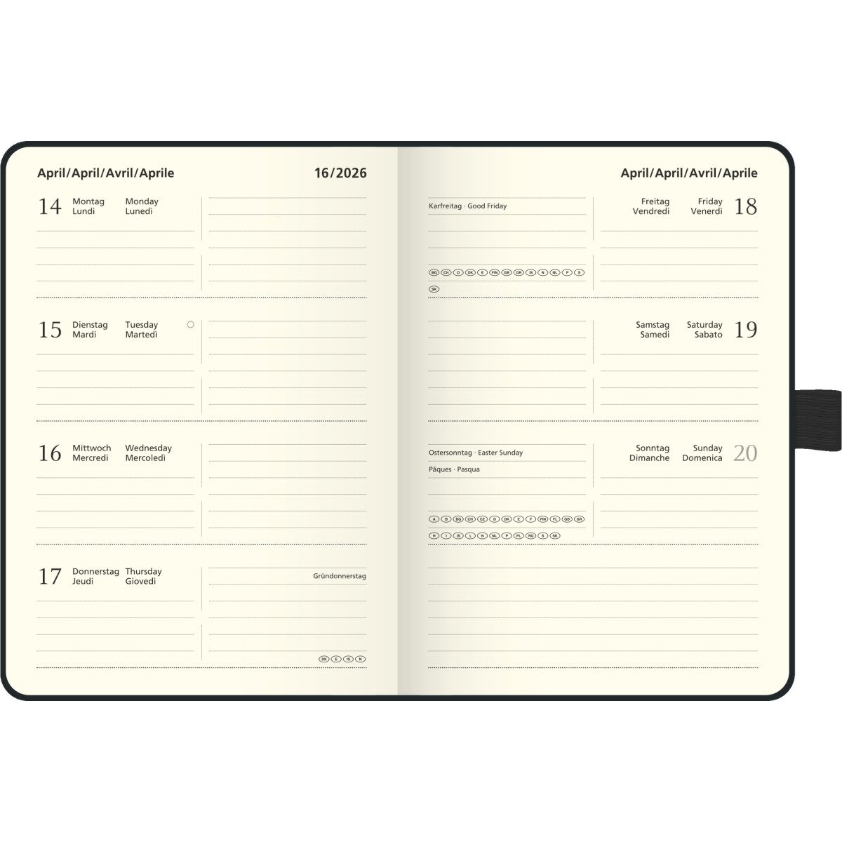 Thumbnail - BRUNNEN Taschenkalender Taschenkalender Kompagon 10x14cm PU-Einband dunkelblau Kalendarium 202