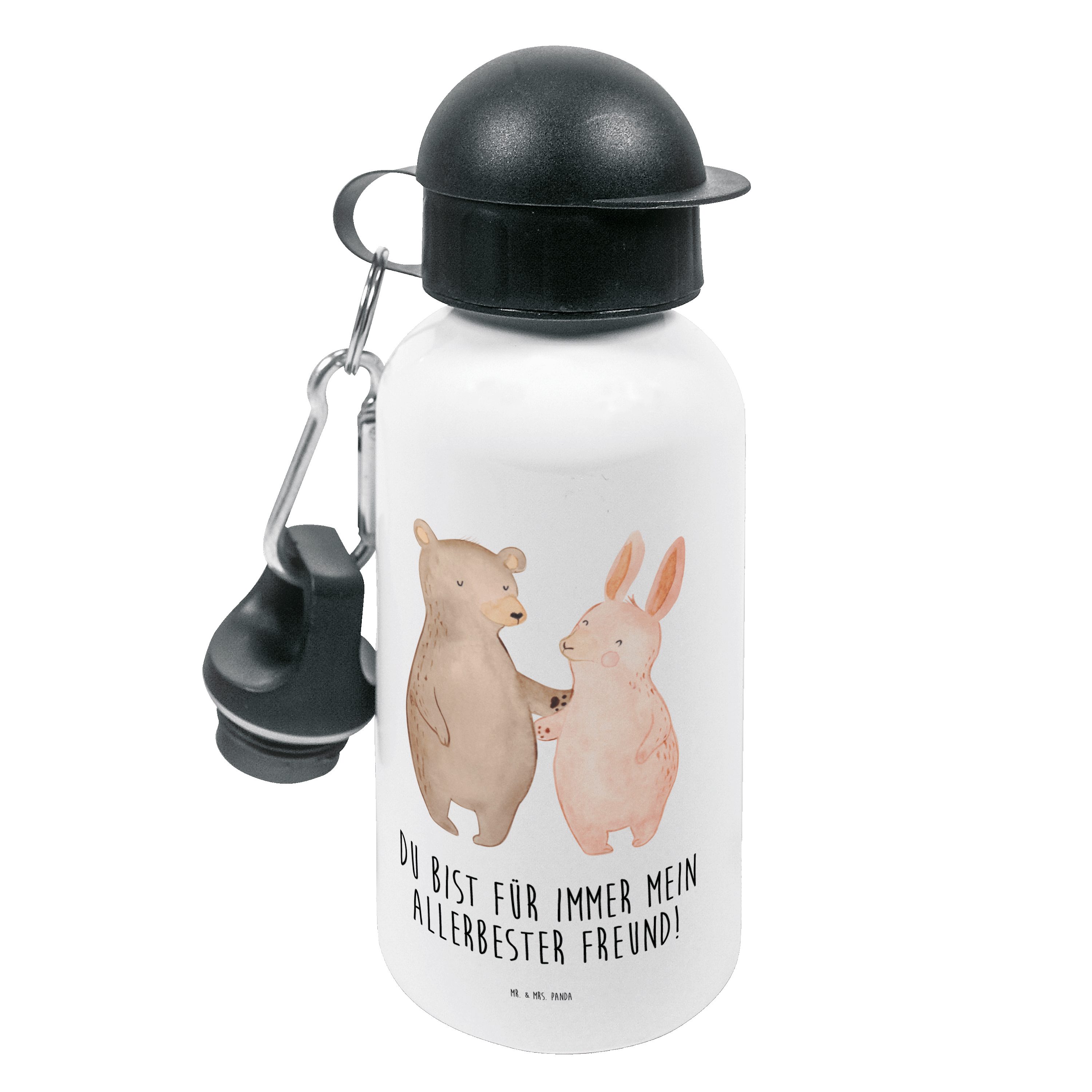 Mr. & Mrs. Panda Trinkflasche Bär Hase Umarmen - Weiß - Geschenk, best friends, für immer, Kinderga