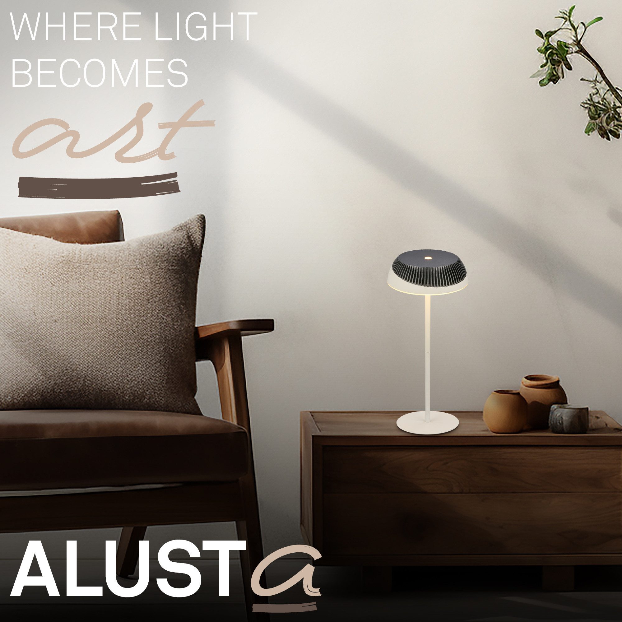 Briloner Leuchten LED Tischleuchte Tischlampe kabellos Akku USB-C Touch dimmbar Design Award, LED wechselbar, Warmweiß, 14x32 cm, Akku tauschbar, Indoor/Outdoor, Wohnzimmer, Flur, Balkon