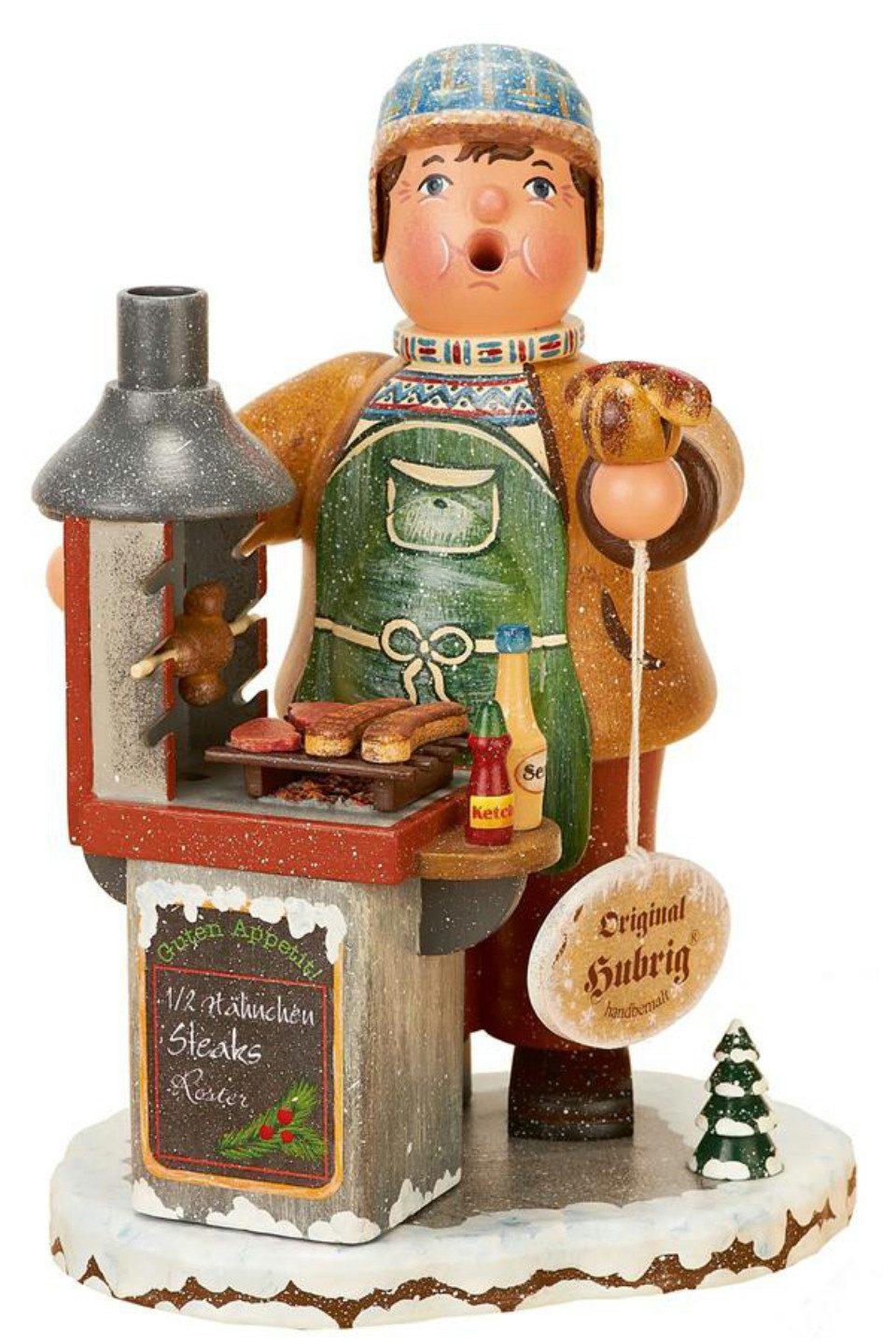 Hubrig Volkskunst Zschorlau Erzgebirge Räuchermännchen Hubrig Räuchermann Grillmeister, (1 St), Handarbeit aus dem Erzgebirge