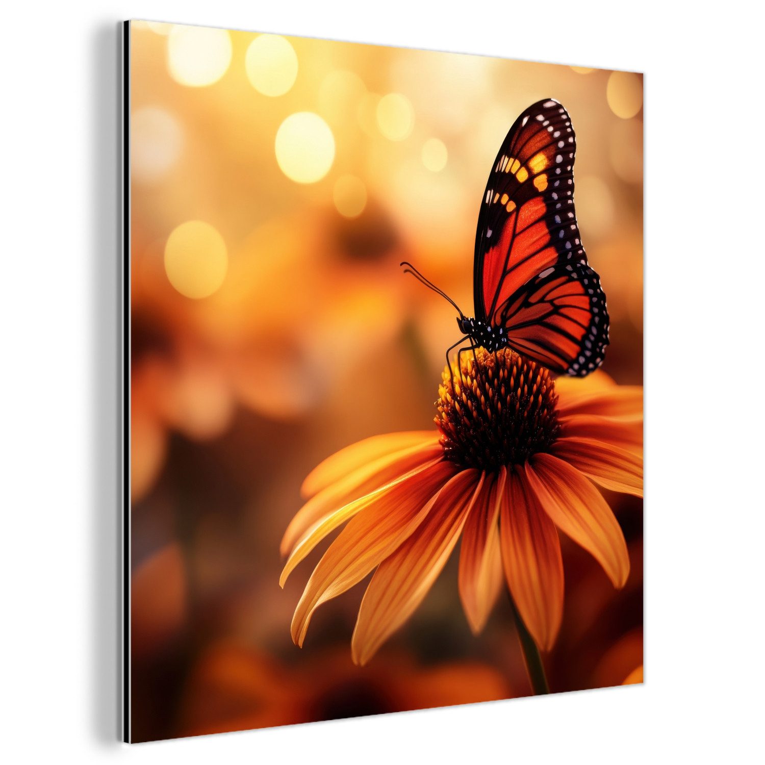 MuchoWow Metallbild Schmetterling - Blumen - günstig online kaufen
