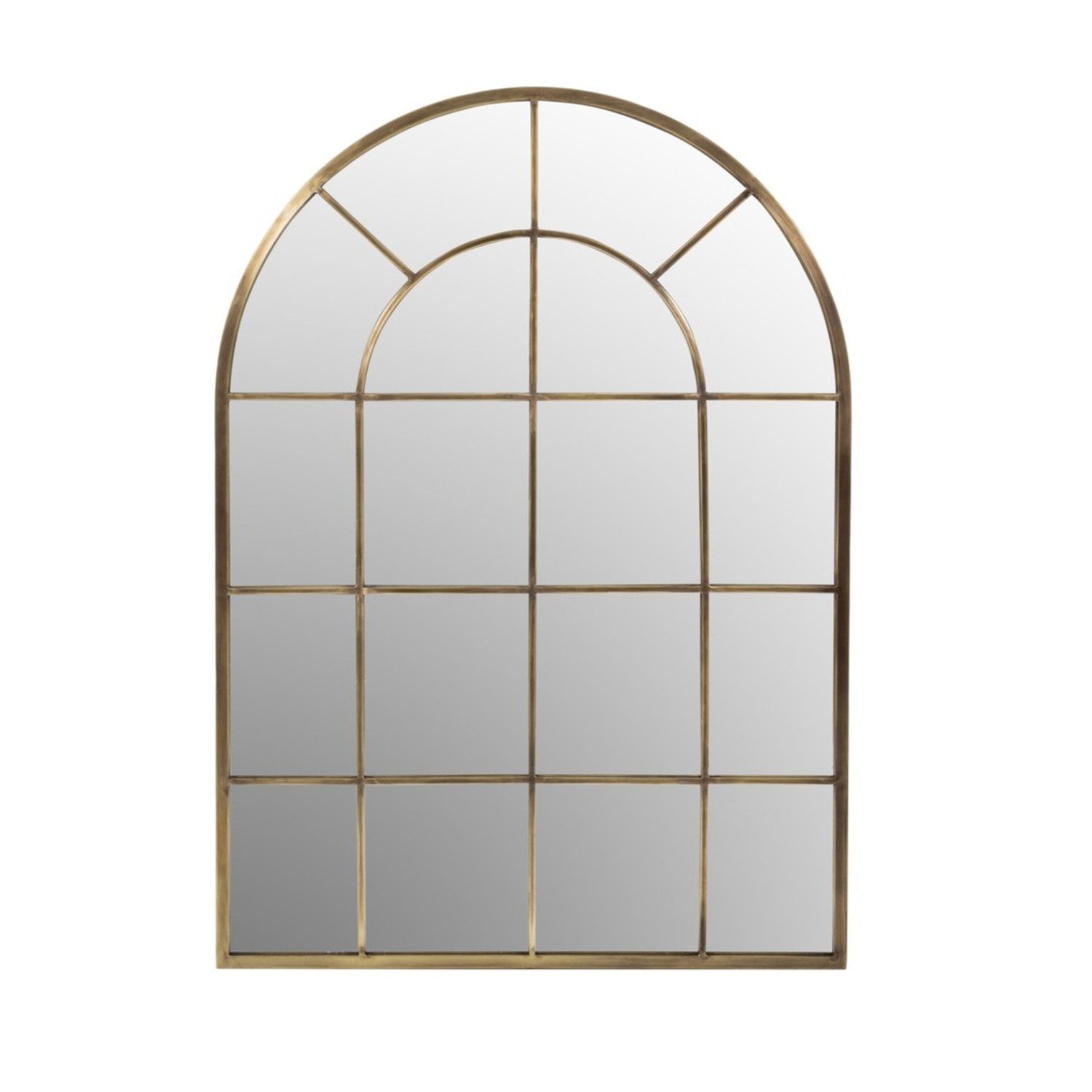 alesvelt Wandspiegel Зеркало gewölbt im Fensterdesign – 93 x 124 cm – Rahmen in edlem Gold