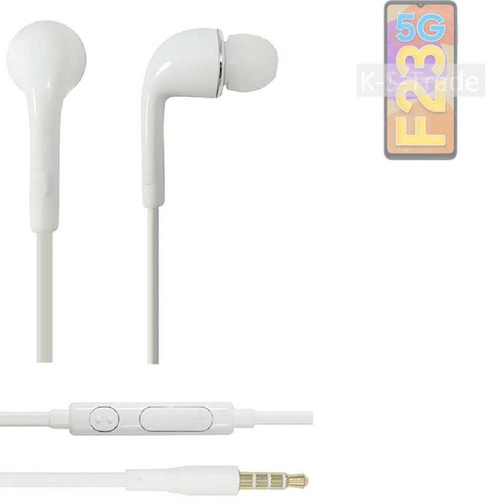 K-S-Trade für Samsung Galaxy F23 5G In-Ear-Kopfhörer (Kopfhörer Headset mit Mikrofon u Lautstärkeregler weiß 3,5mm)