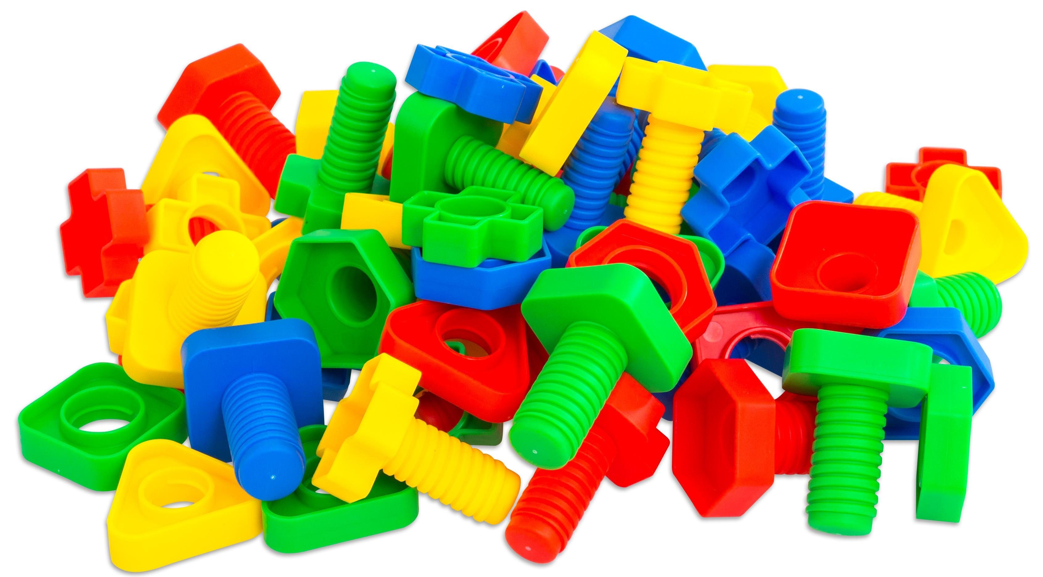 Steck-Spiel Steckspielzeug Buntes (64-tlg) Schrauben-Spiel Kinder-Spielzeug Betzold Werkzeug,