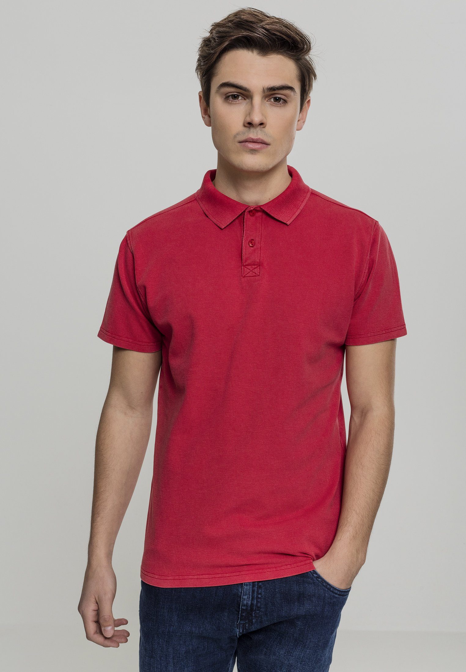 URBAN CLASSICS T-Shirt Herren Garment Dye Pique Poloshirt (1-tlg) red