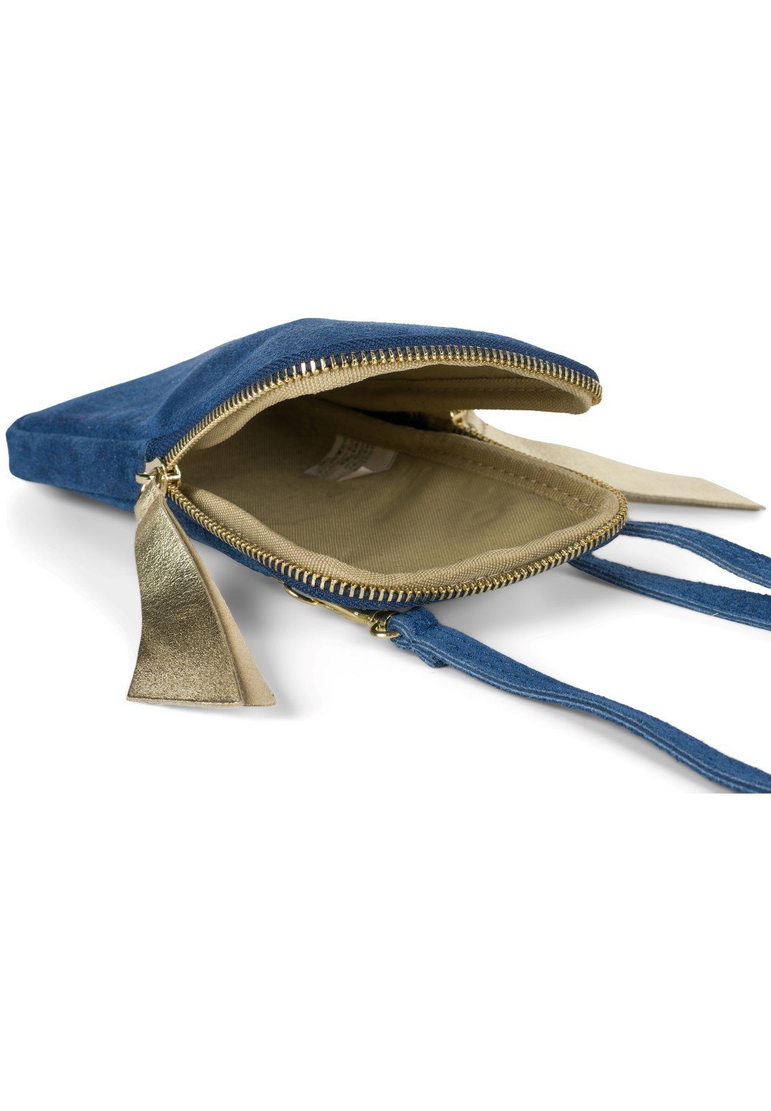 styleBREAKER Mini Bag Umhängetasche (1-tlg), Echtleder Handy Veloursleder Blau