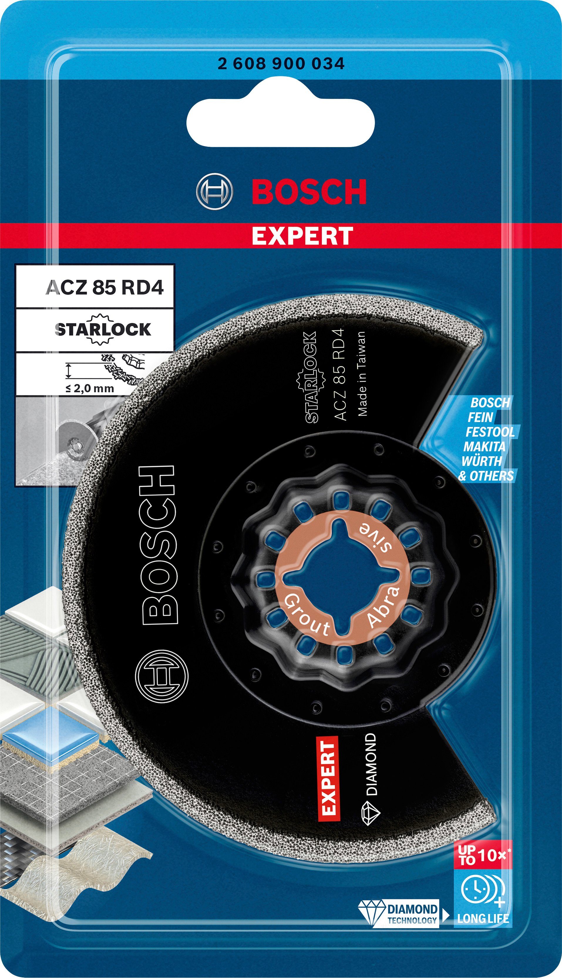 Segmentsägeblatt für Bosch Blade Professional RD4 Blatt 85 mm ACZ 2608900034, Multifunktionswerkzeuge, 85 Grout