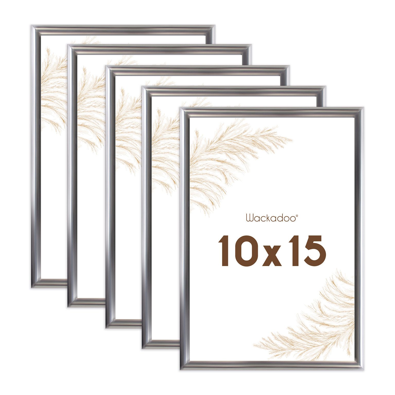 Wackadoo Living Bilderrahmen-Set Bilderrahmen mit Glasscheibe für Einzelbilder diverse Formate & Farben, (in Weiß, Schwarz, Silber oder Gold, moderner Kunststoffrahmen, 5 St), Fotowand, Puzzlerahmen, Dekoration, Poster, Collage für Fotos & Bilder