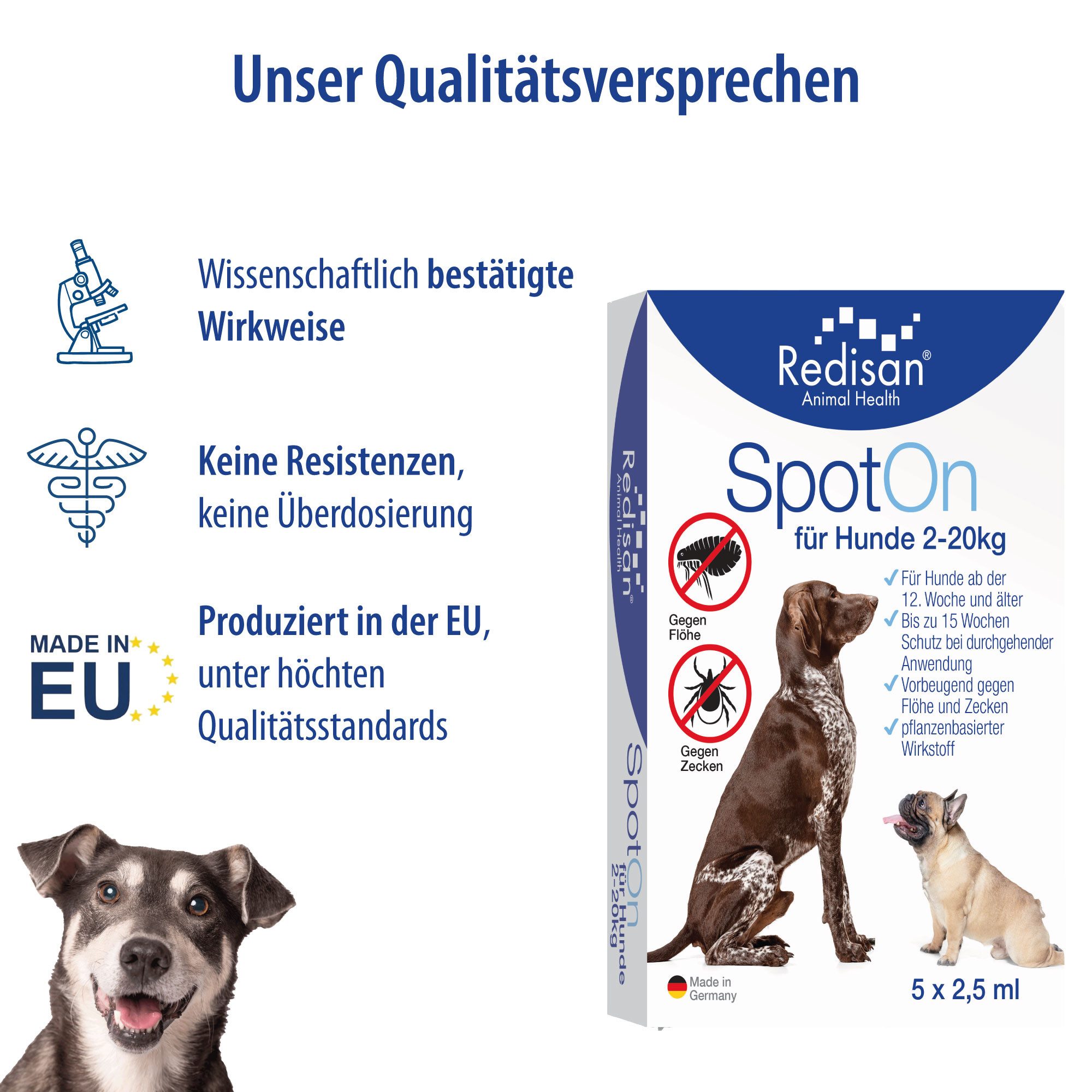 Redisan Zeckenschutzmittel Redisan® Spot on Hund I Pflanzenbasiertes Zeckenmittel OHNE CHEMIE, 12.5 ml, für Hunde