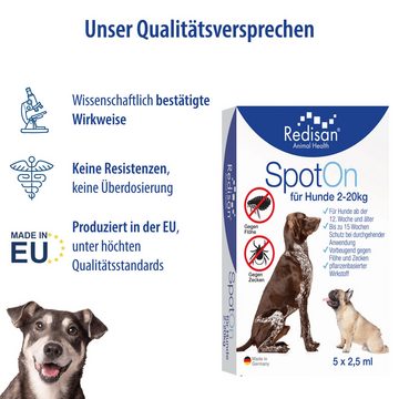 Redisan Zeckenschutzmittel Redisan® Spot on Hund I Pflanzenbasiertes Zeckenmittel OHNE CHEMIE, 12.5 ml, für Hunde