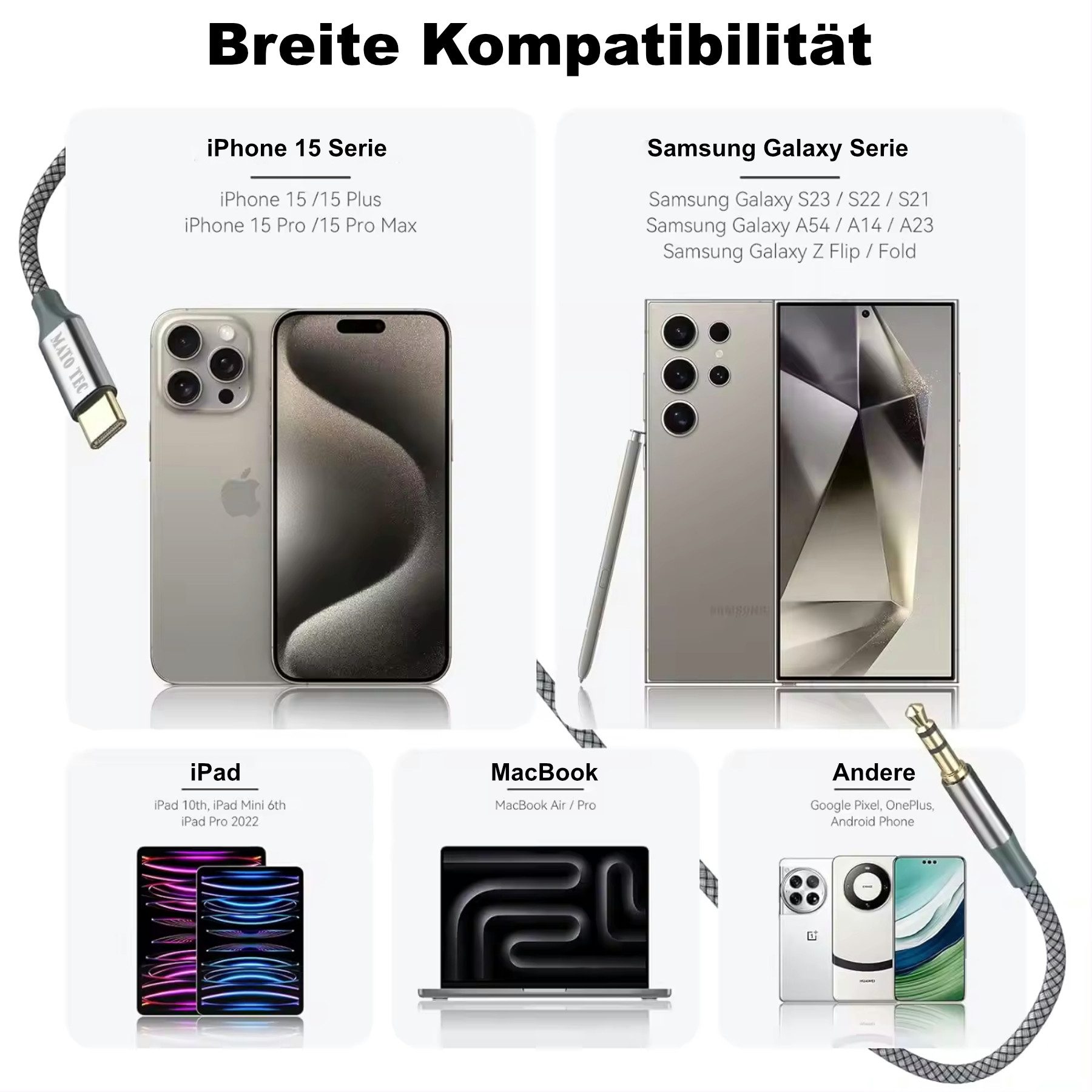 Alpha Electronics USB Type C zu Aux Stecker Schwarz, Huawei, Samsung, Apple, Audio- & Video-Kabel, Typ C (Eurostecker), 3,5-mm-Klinke (100 cm), Universal kompatibel