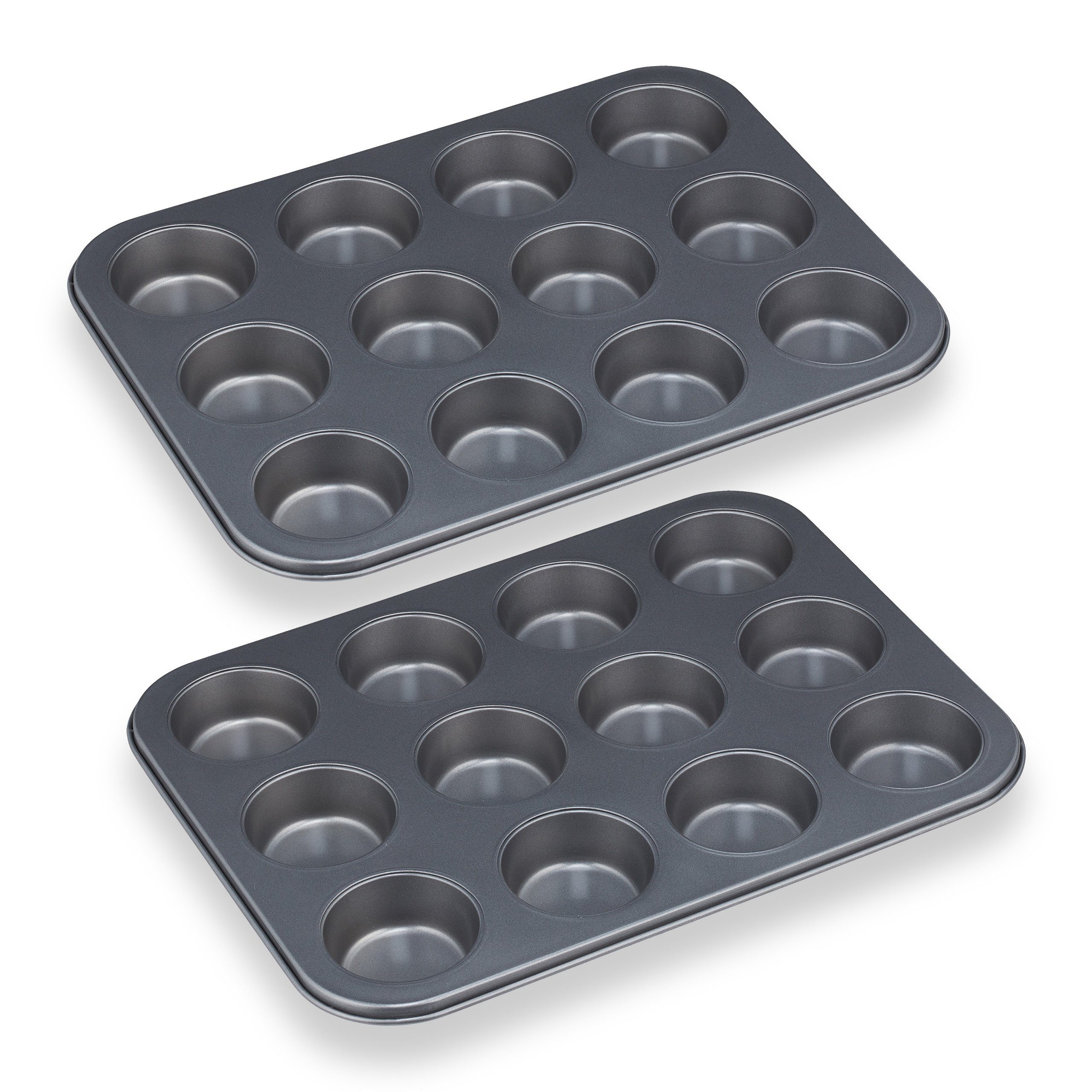 relaxdays Muffinplatten 12er Muffinform im 2er Set, Stahl