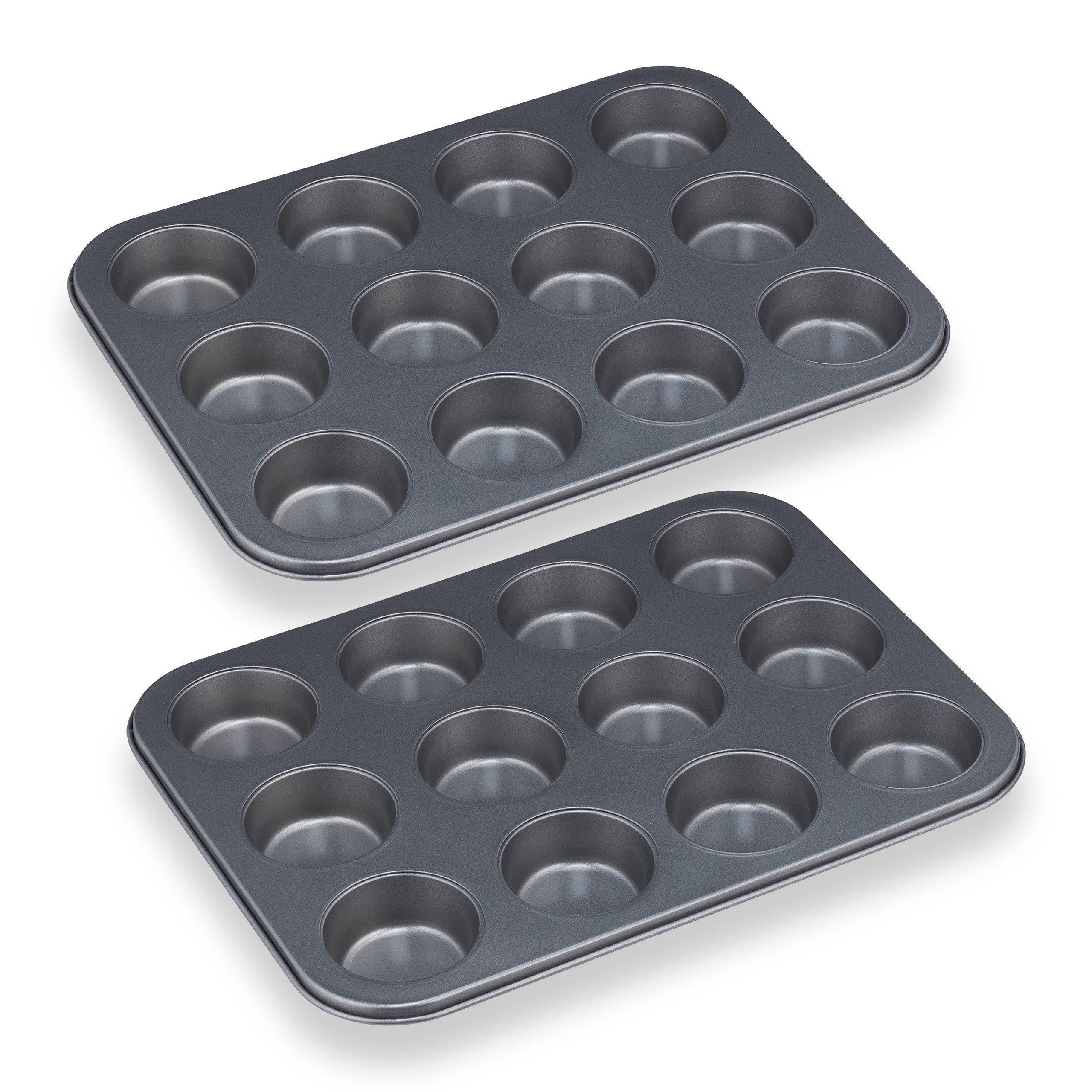 relaxdays Muffinplatten 12er Muffinform im 2er Set, Stahl, (2-St)