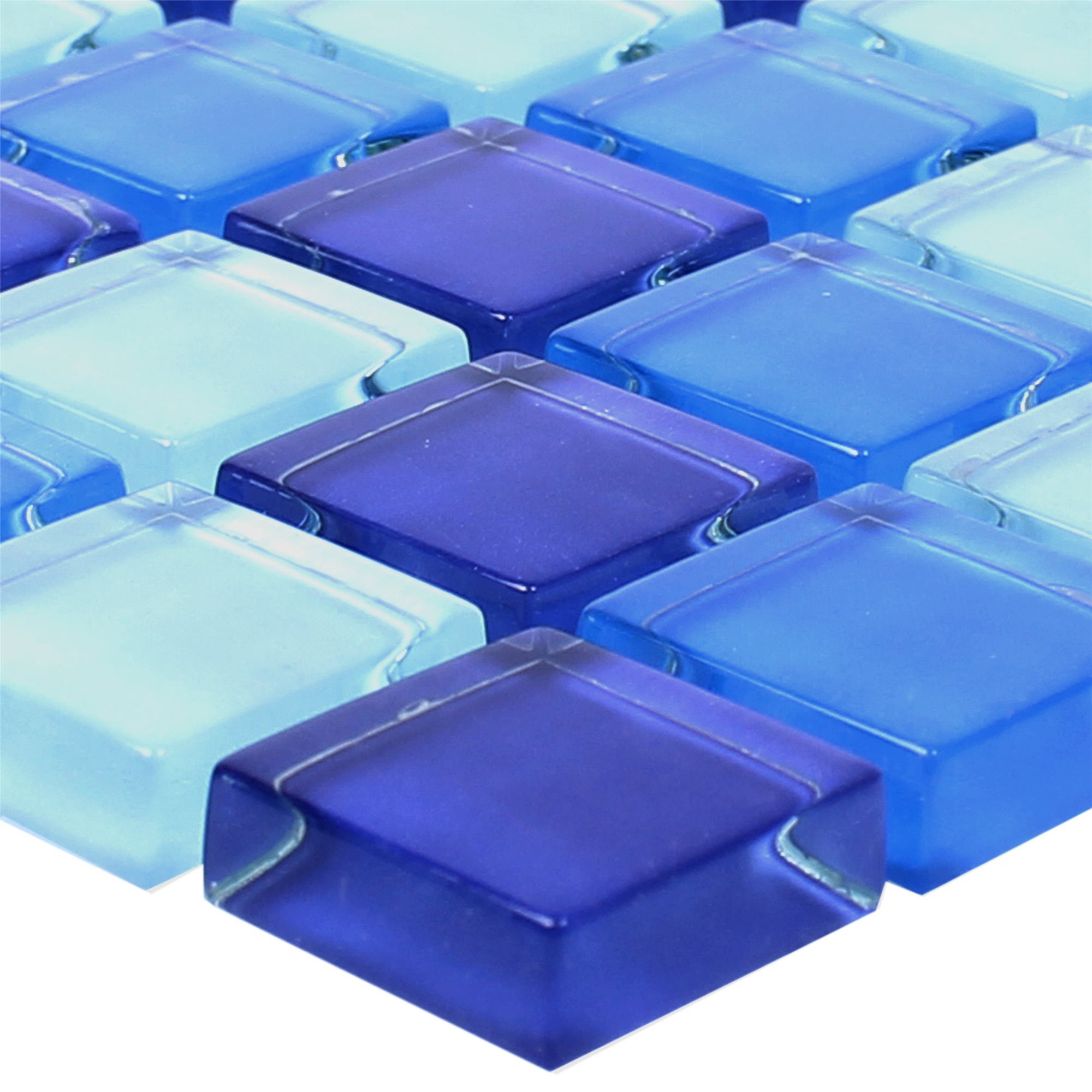 Mosafil Mosaikfliesen Glasmosaik Fliesen Navarino, Glas 30.000x30.000, blau-hellblau, Wasserfest