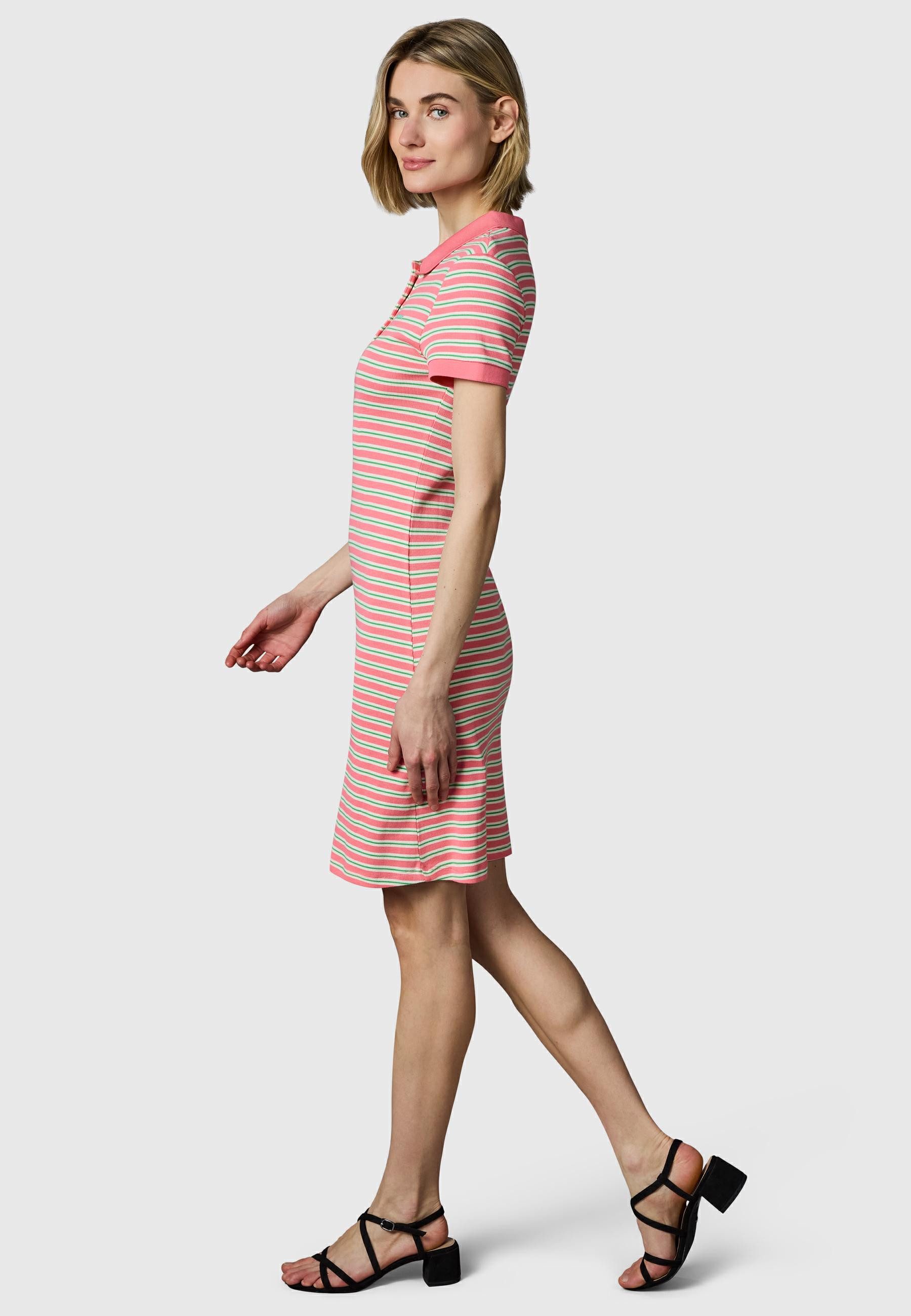 Ragwear A-Linien-Kleid Colaro Stripes Dress YOUMODO Gestreiftes Damen Minikleid mit Hemdkragen