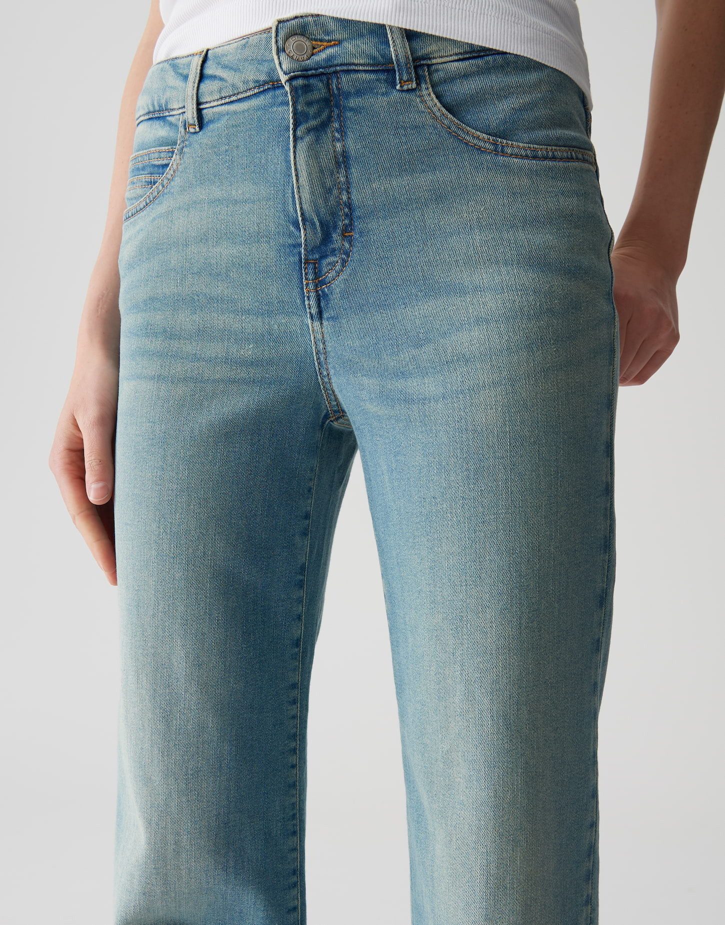 OPUS PANTS Weite Jeans MELLY MODERN mit Powerstretch Mid Rise Long, BCI Cotton, Zip-Fly