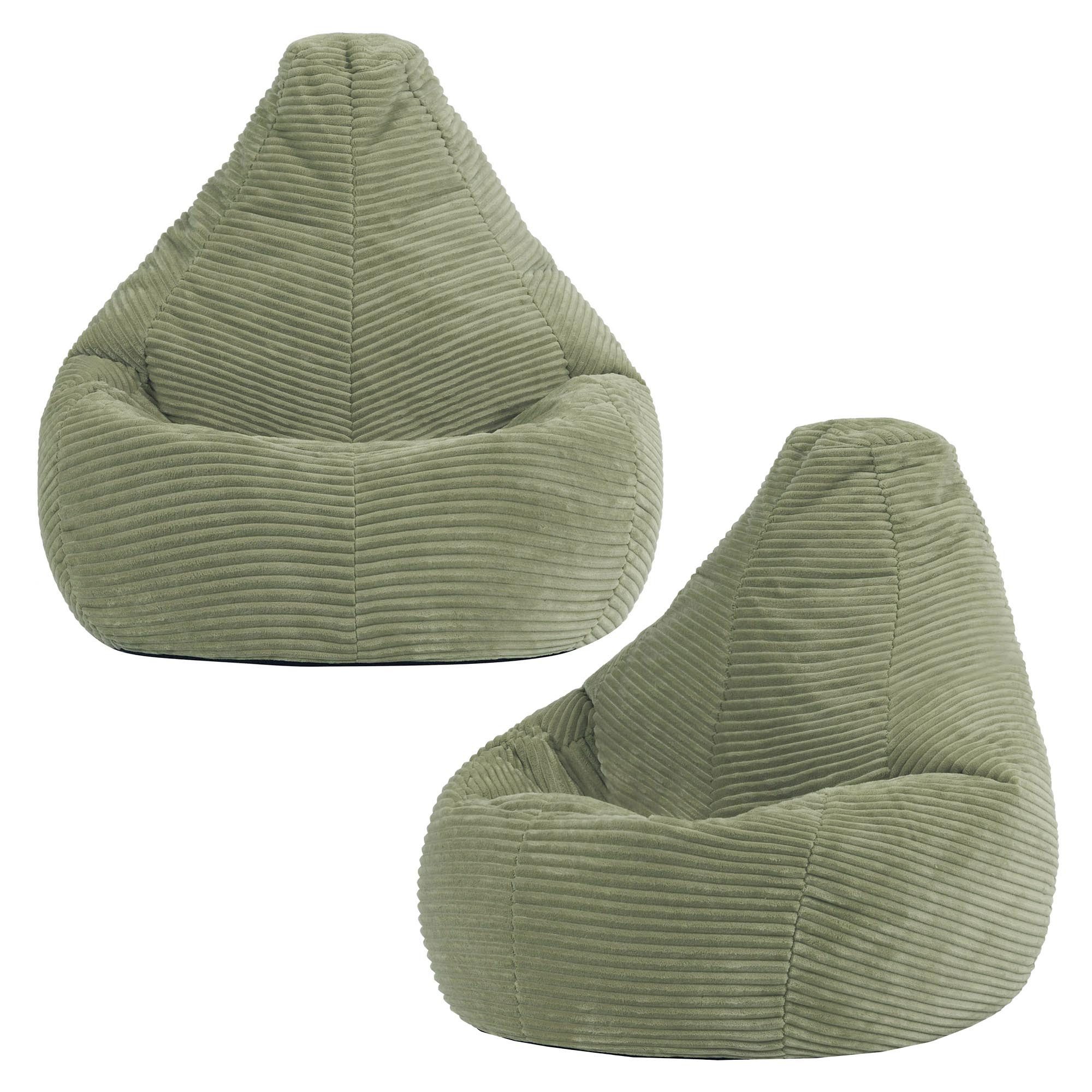 icon Sitzsack 2er Set Kinder Sessel aus Cord Flauschig „Dalton", 69x59x65cm, Made in Germany, für Kinderzimmer, mit Füllung