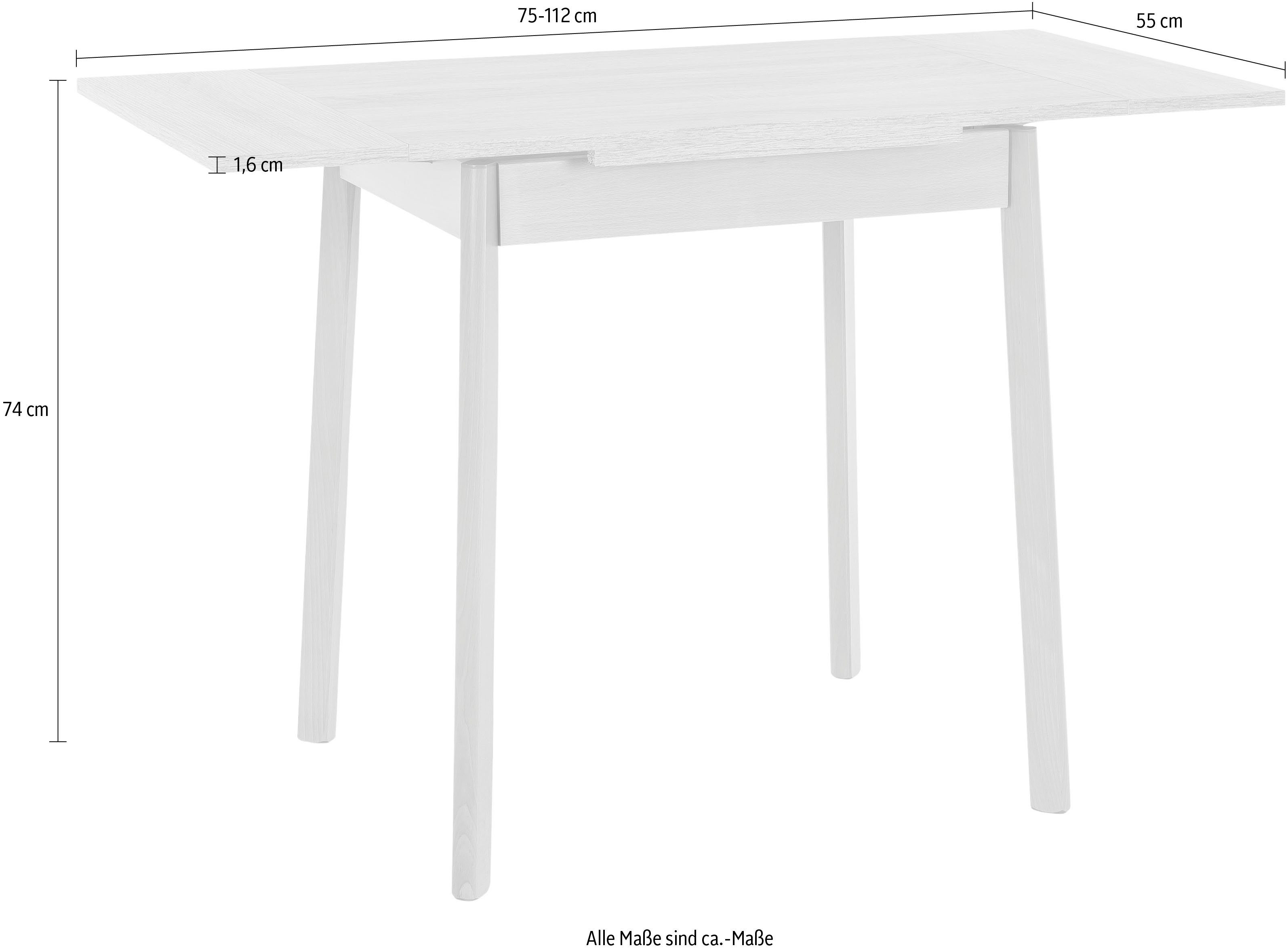 P, Esstisch T II cm Betonoptik/Weiß ausziehbar | | 75-112 HELA Betonoptik Weiß Trier