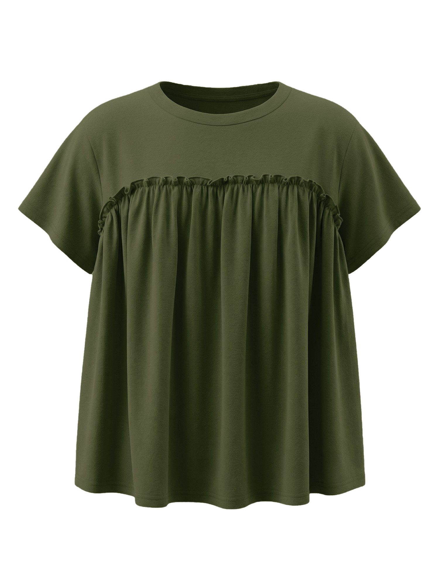 T-Shirt Damen mit Rüschen Rundhals Lässig Oberteil Alltag Freizeit