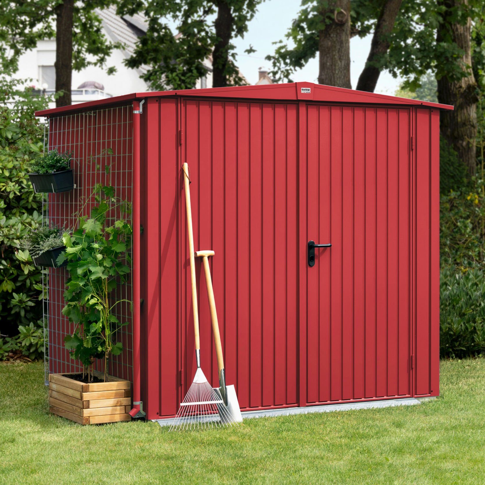 Hörmann Ecostar Gerätehaus Trend mit Satteldach (259 x 248 cm), Metall, ohne scharfe Kanten