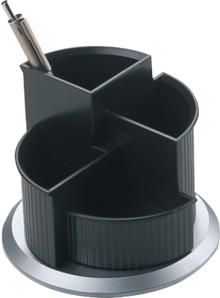 HELIT Tischaufsatz Stifteköcher Serie Silver drehbar schwarz/silber