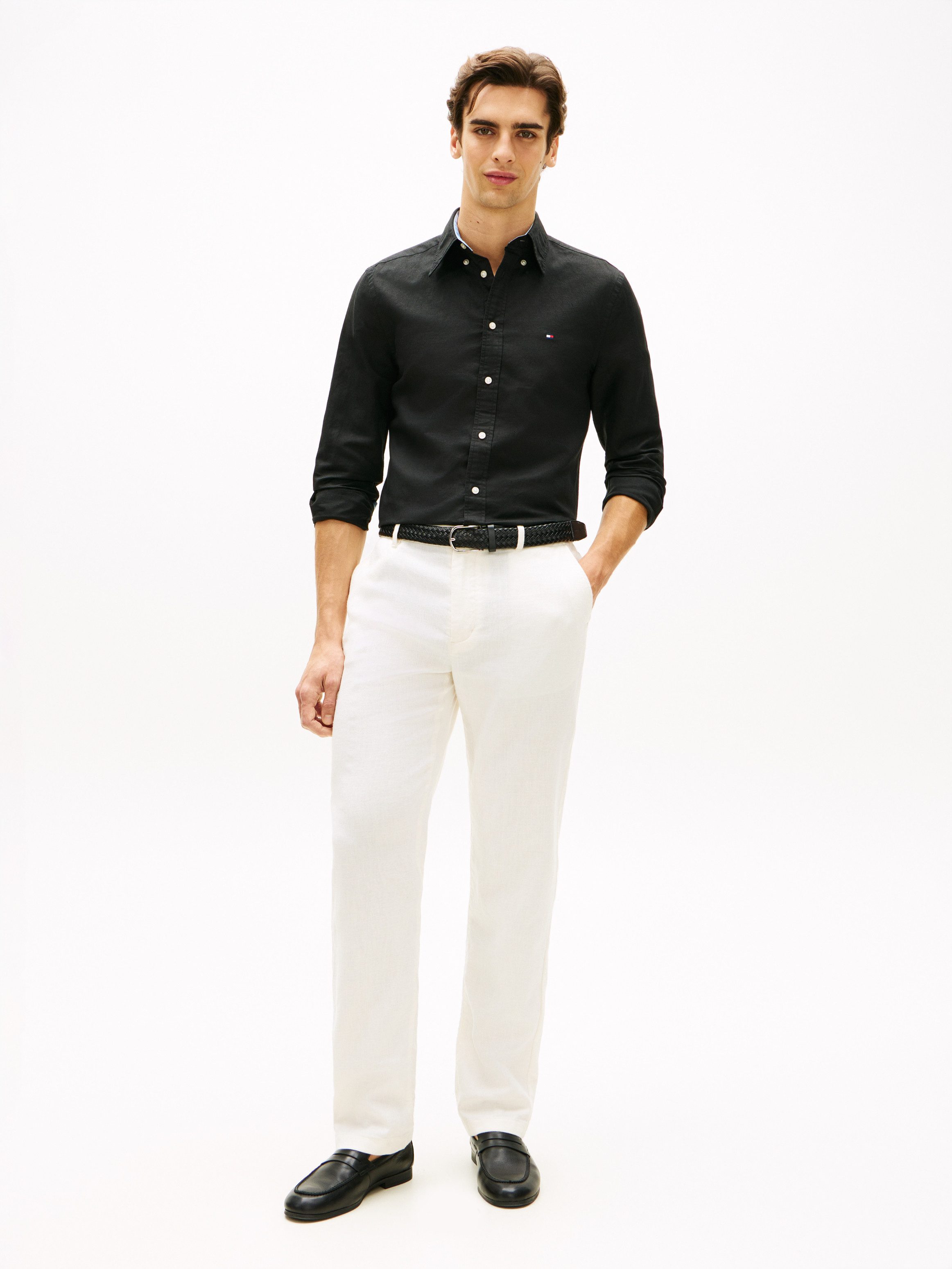 Tommy Hilfiger Langarmhemd LINEN BLEND SOLID BTD Regular Fit Leinen