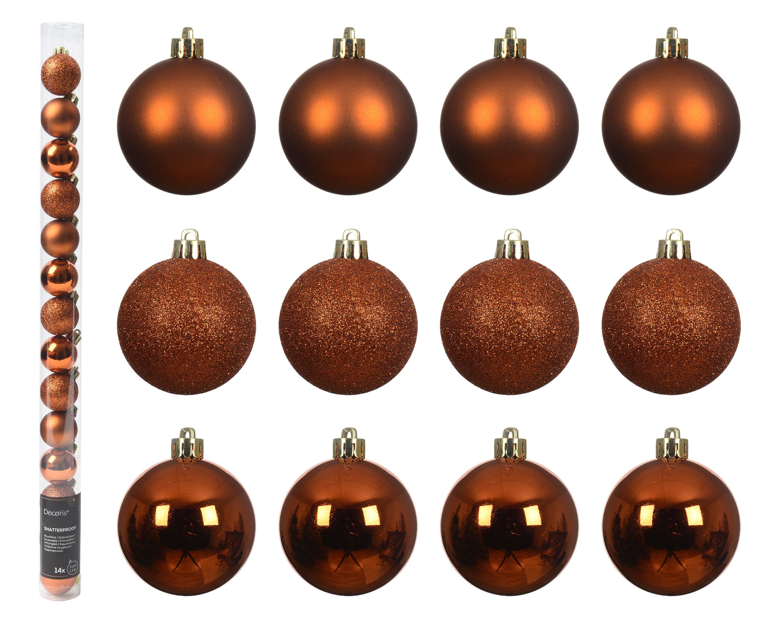 Kaemingk Weihnachtsbaumkugel, Weihnachtskugeln Kunststoff 3cm 14er Set - Warm Orange