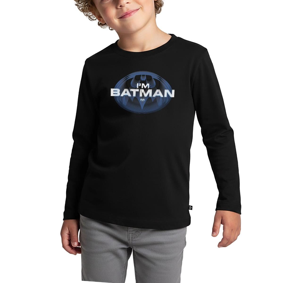 T-Shirt The Flash I'm Batman Blaues Logo Kinder Premium Langarmshirt
