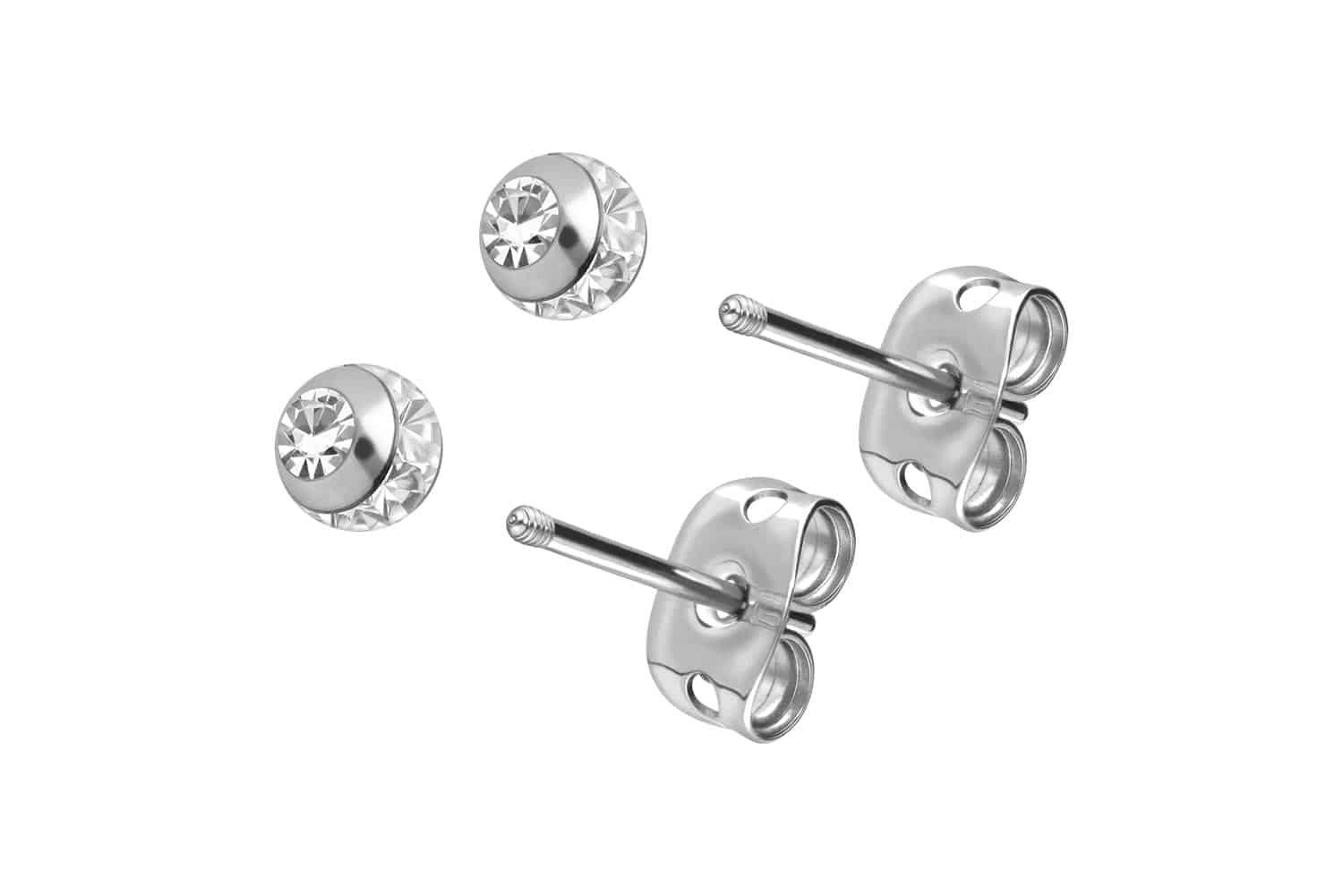 FILANGO Paar Ohrstecker Titan Ohrstecker EPOXY-RING-KUGEL + KRISTALL (Ohrstecker, 1-tlg)