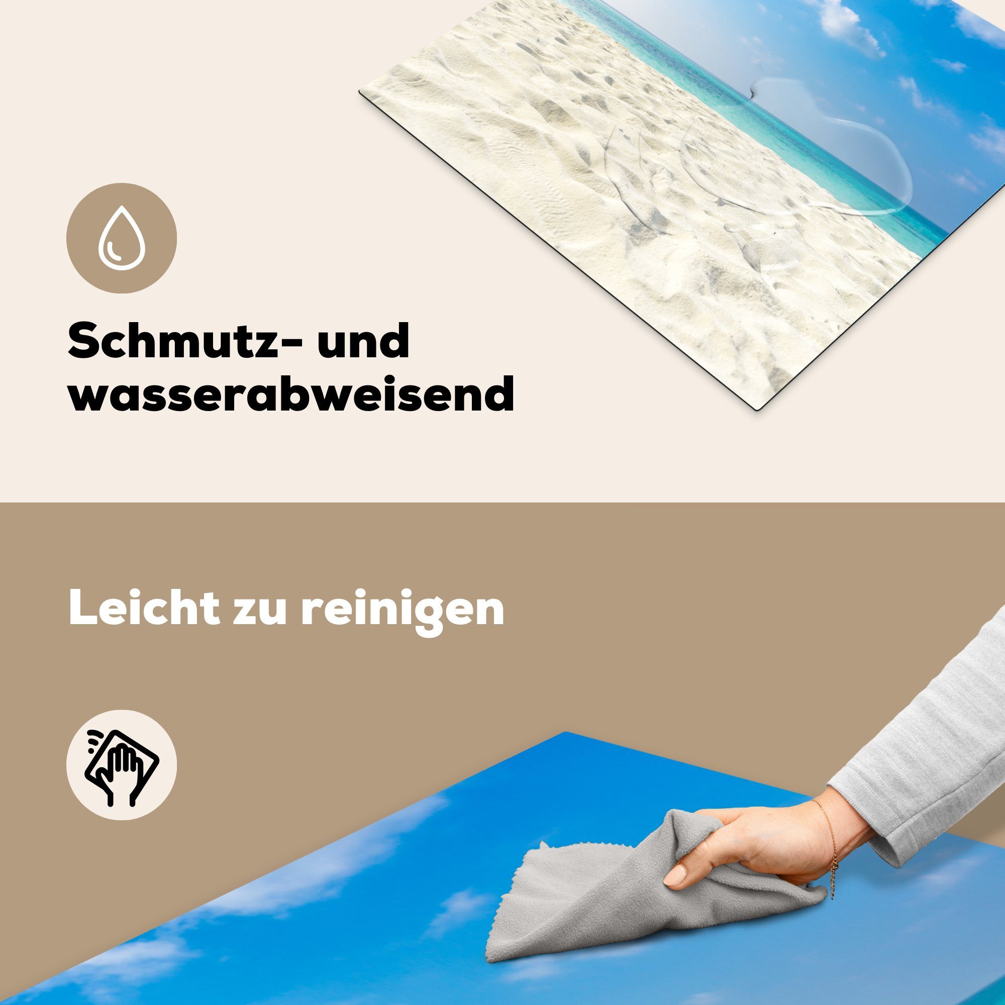 MuchoWow Herdblende-/Abdeckplatte Strand Sonne, tlg), Induktionsmatte Licht die - Ceranfeldabdeckung küche, cm, - 59x52 (1 Vinyl, für