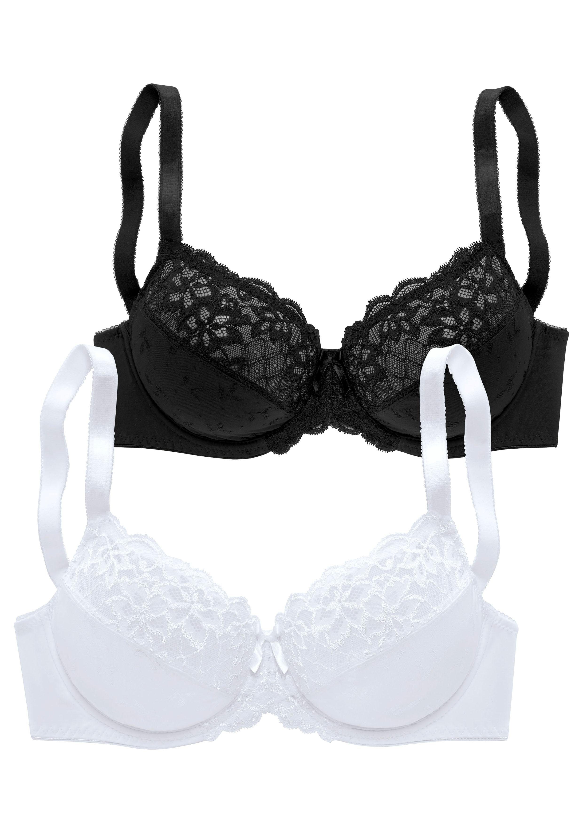 petite fleur by Lascana Bügel-BH (Packung, 2 Stück) mit elastischer Spitze, Dessous – ideal für große Größen – Bild 2 von 5