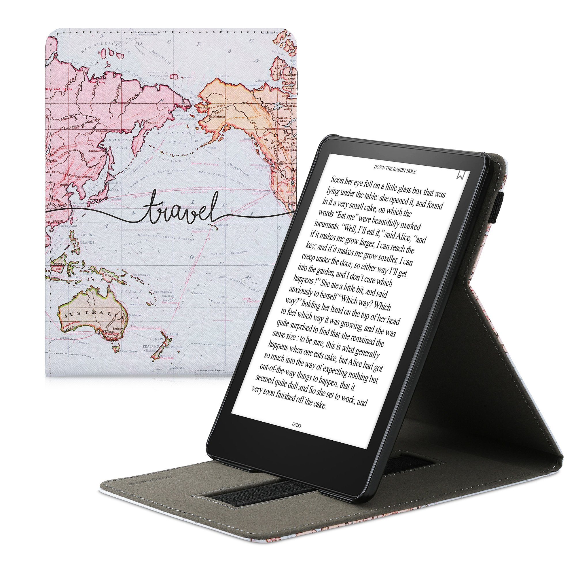 kwmobile E-Reader-Hülle Hülle für Amazon Kindle Paperwhite 11. Generation  2022, Schlaufe Ständer - e-Reader Schutzhülle - Flip Cover Case