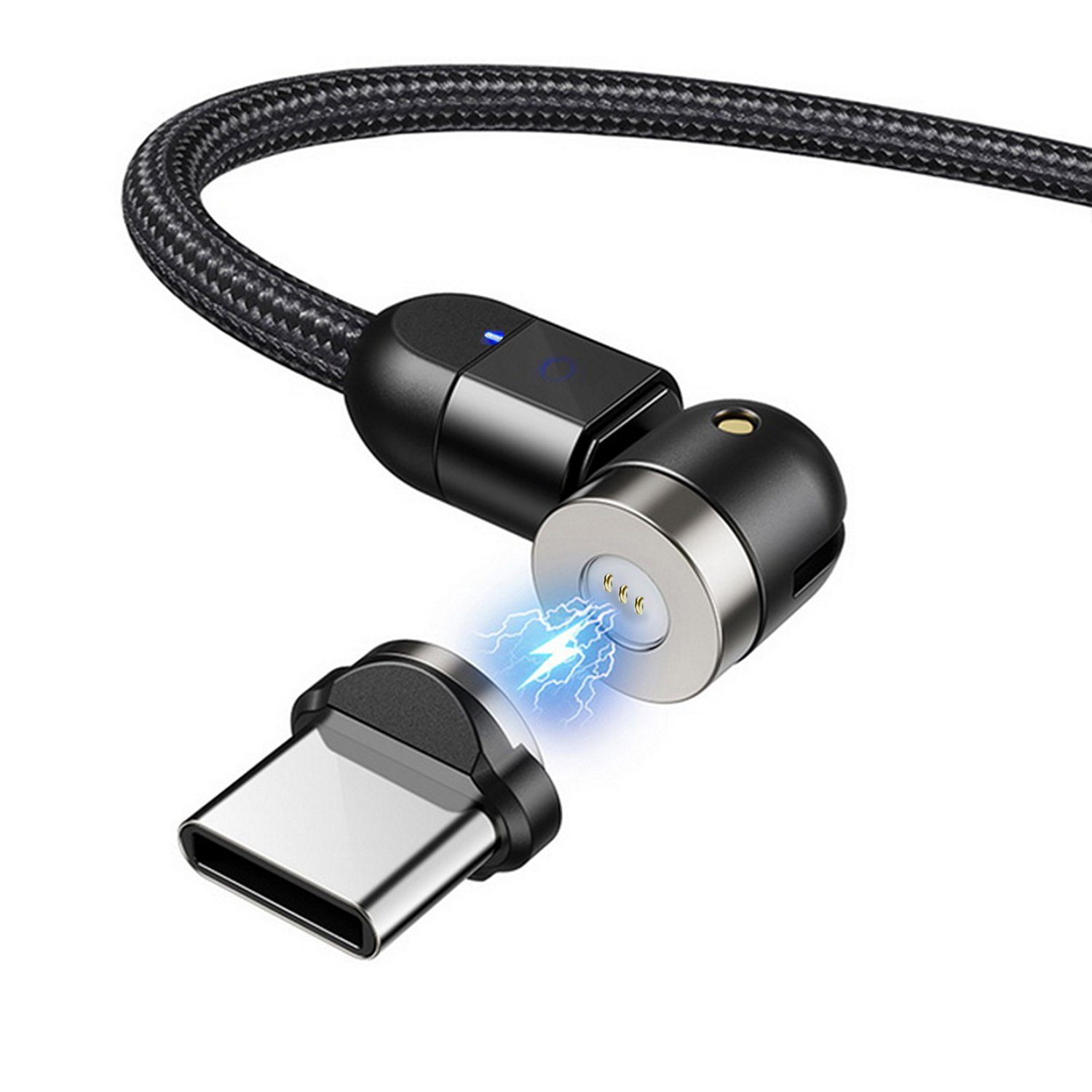 Maclean MCE474/MCE475 USB-Kabel, (100 cm), Magnetisches USB Kabel mit USB-Typ-C Adapter Magnetverbindung