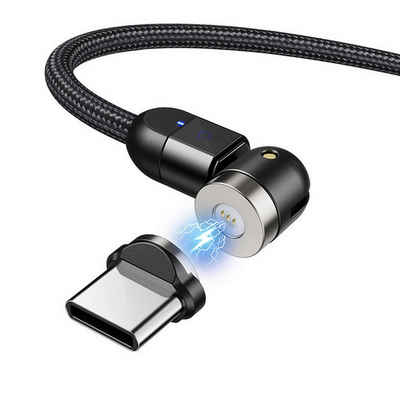 Maclean MCE474/MCE475 USB-Kabel, (200 cm), Magnetisches USB Kabel mit USB-Typ-C Adapter Magnetverbindung